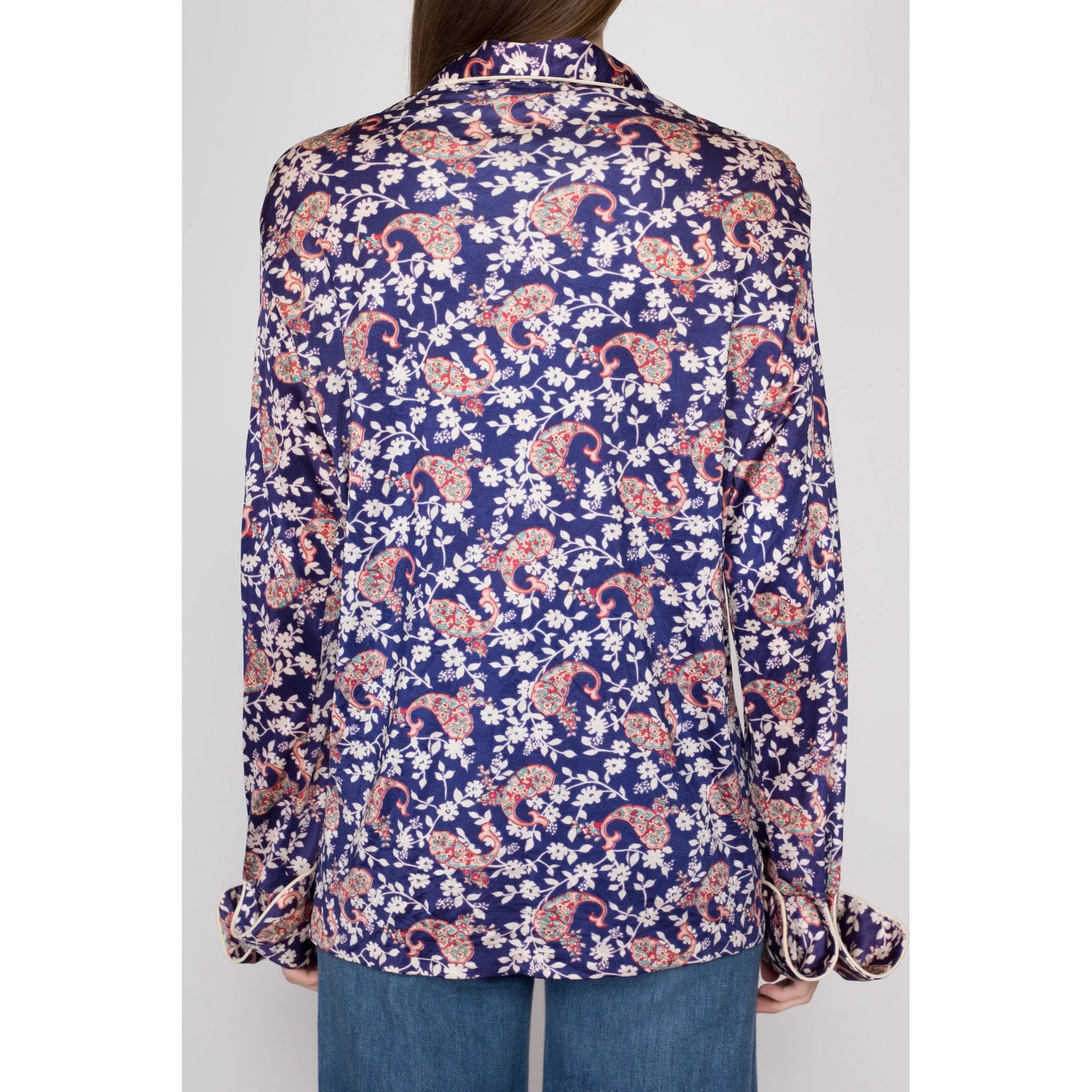 70s Mr. Jan Purple Floral Satin Shirt