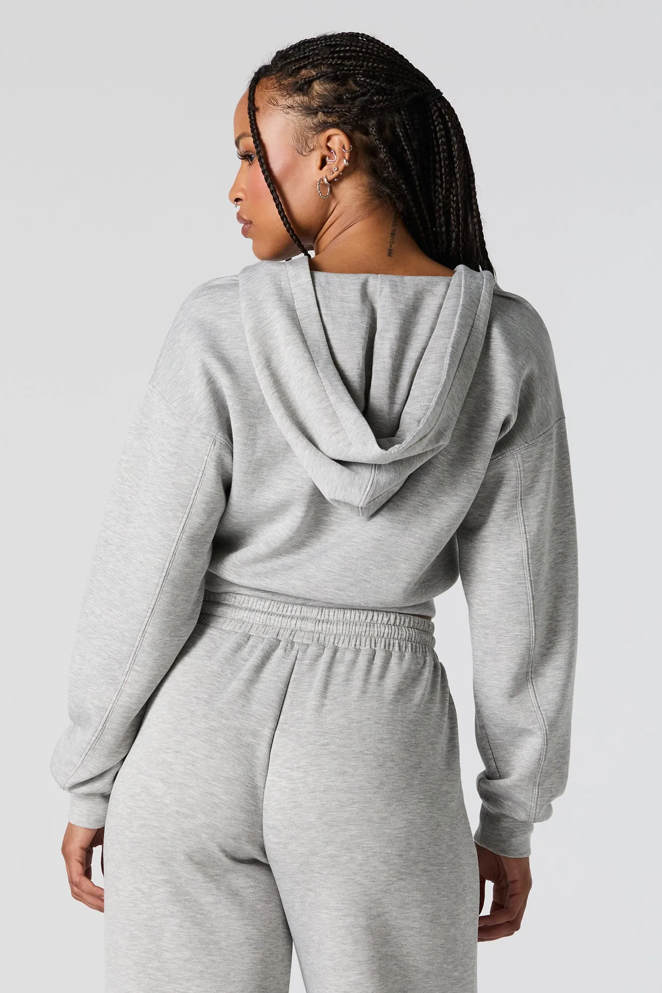 Active Zip-Up Cropped Fleece Hoodie