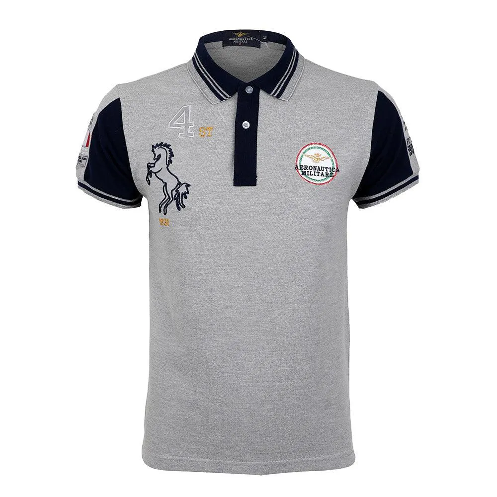 Aeronautical Militare Men Grey Short Sleeve Polo