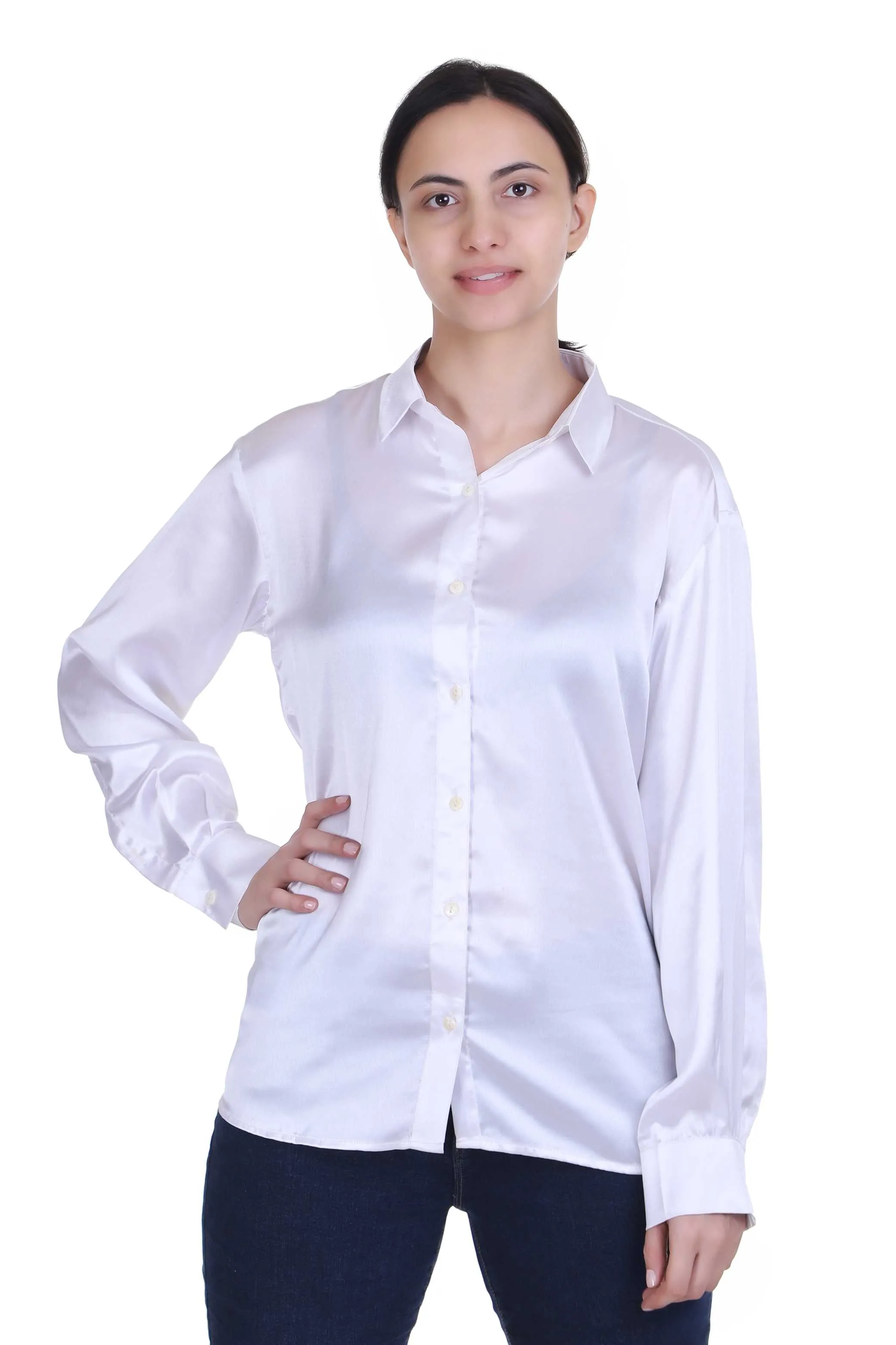 ALBE WHITE SATIN SHIRT