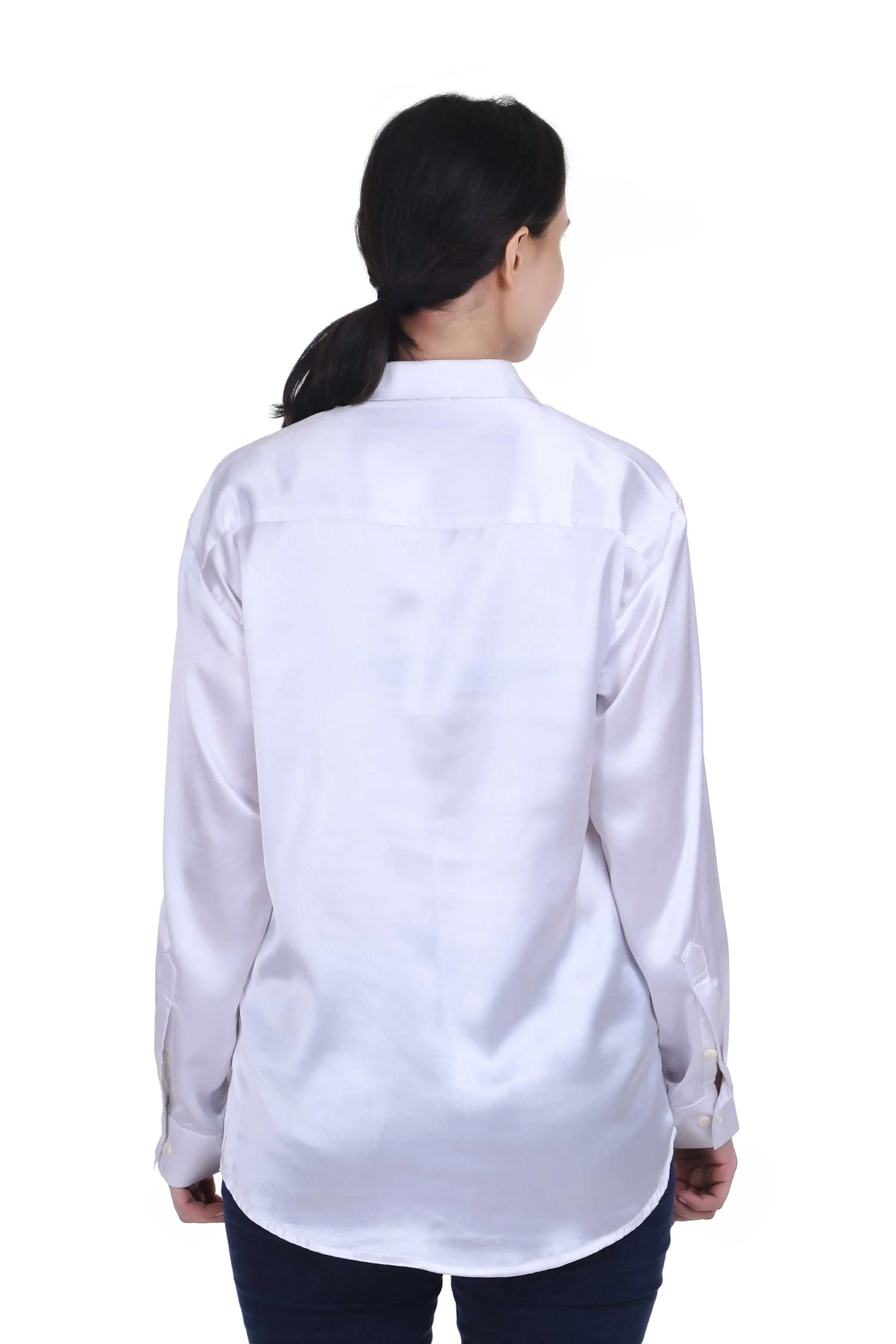 ALBE WHITE SATIN SHIRT