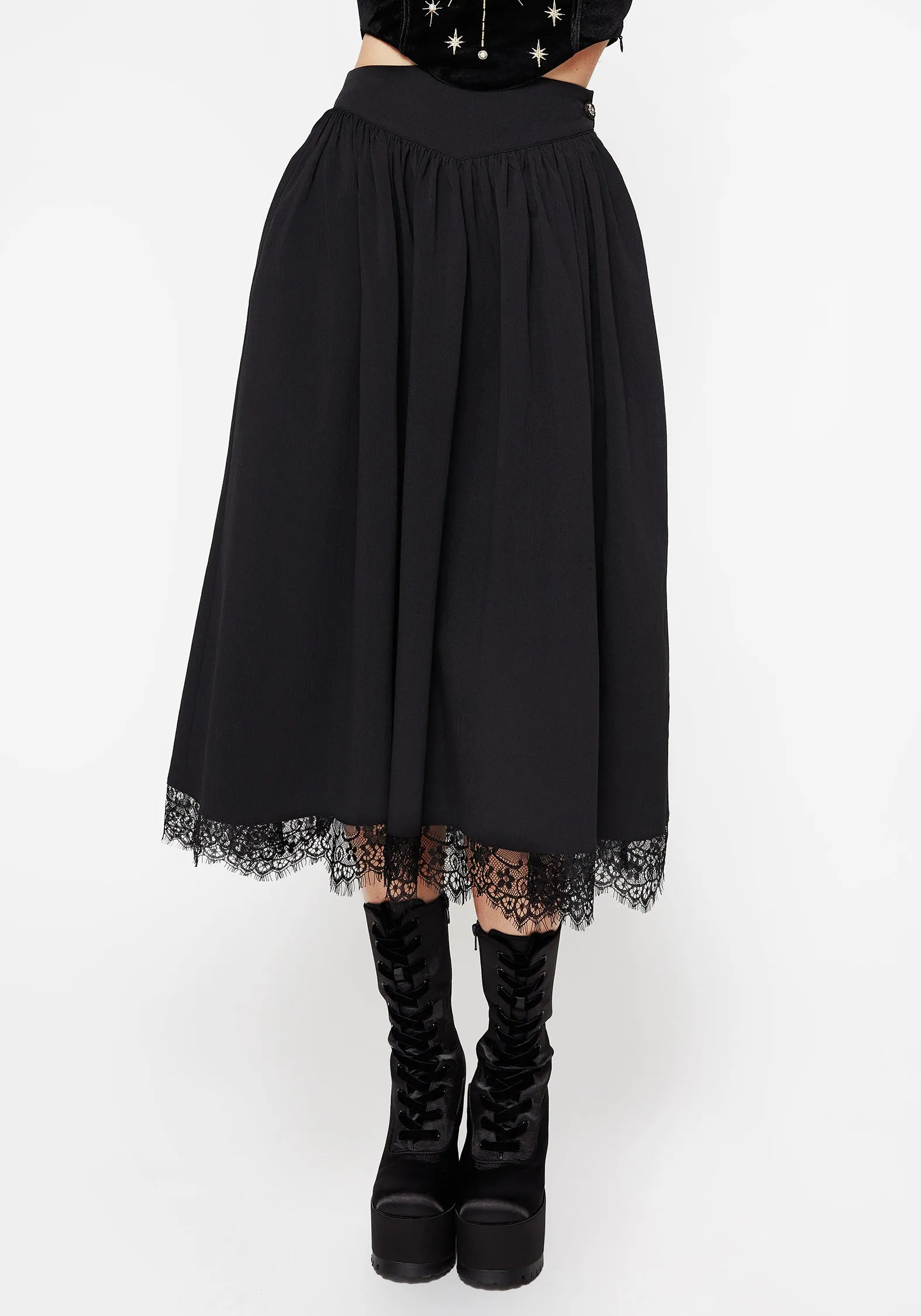 Alcina Lace Hem Midi Skirt