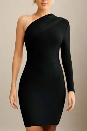 Ally Long Sleeve Bodycon Mini Dress - Classic Black