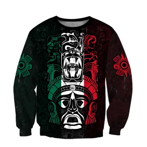 Ancient Aztec Maya Ceremony Mask 3D Full Printed Unisex Sweatshirt Zip Hoodie Shirts