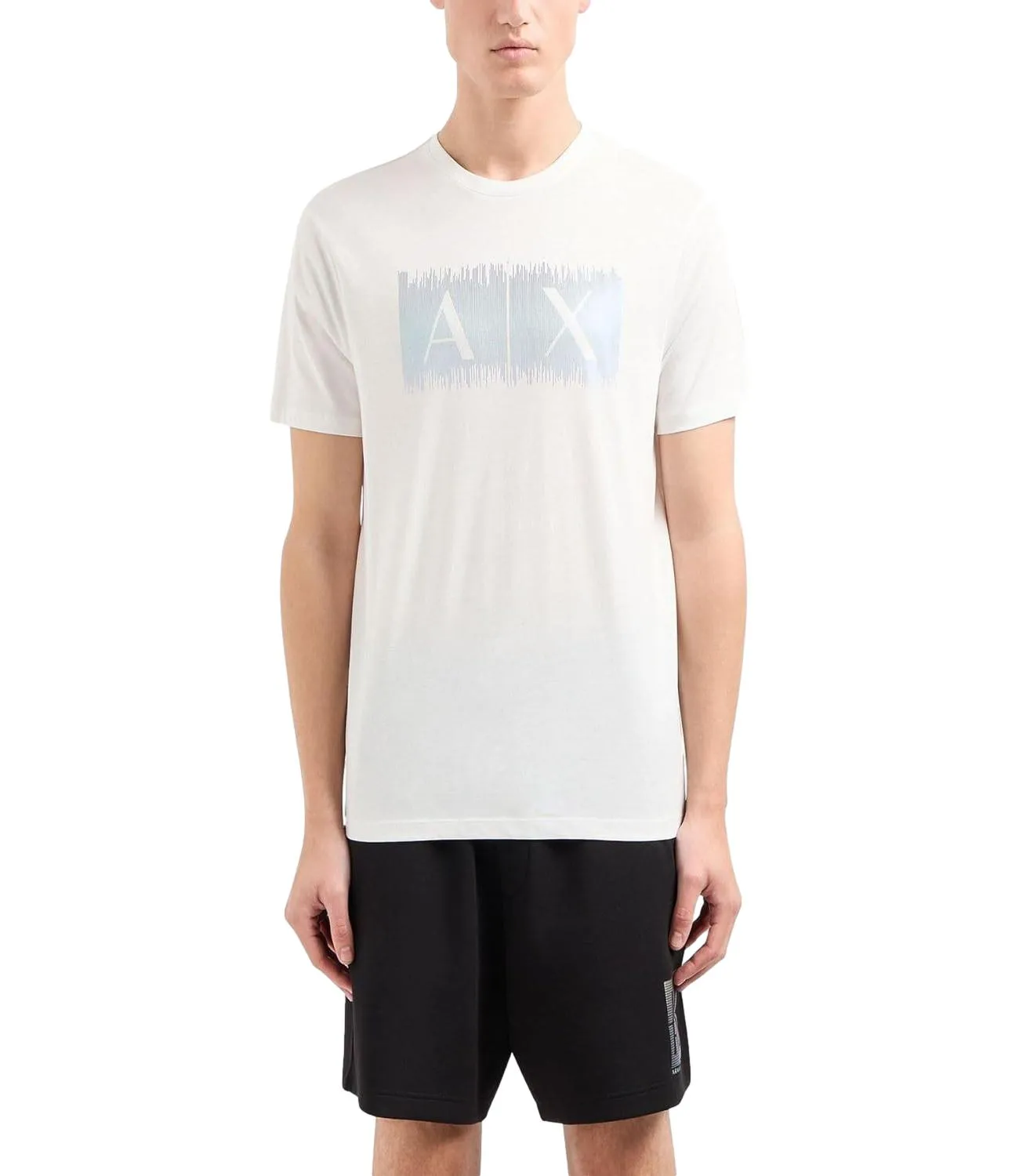 Armani Exchange t-shirt uomo bianca con logo AX in rilievo