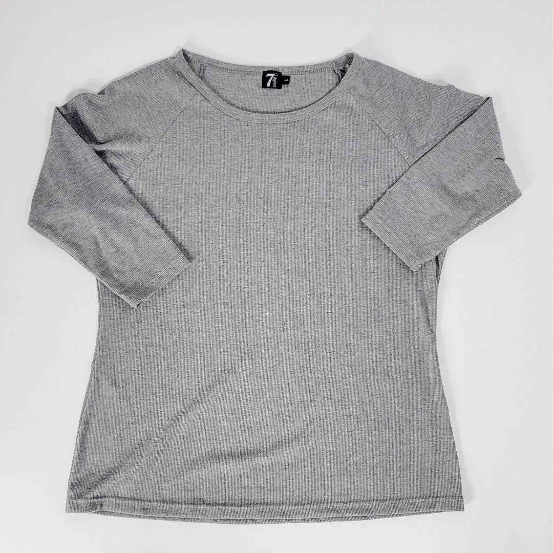 Ash Grey 3/4 Sleeve Ribbed Relaxed fit