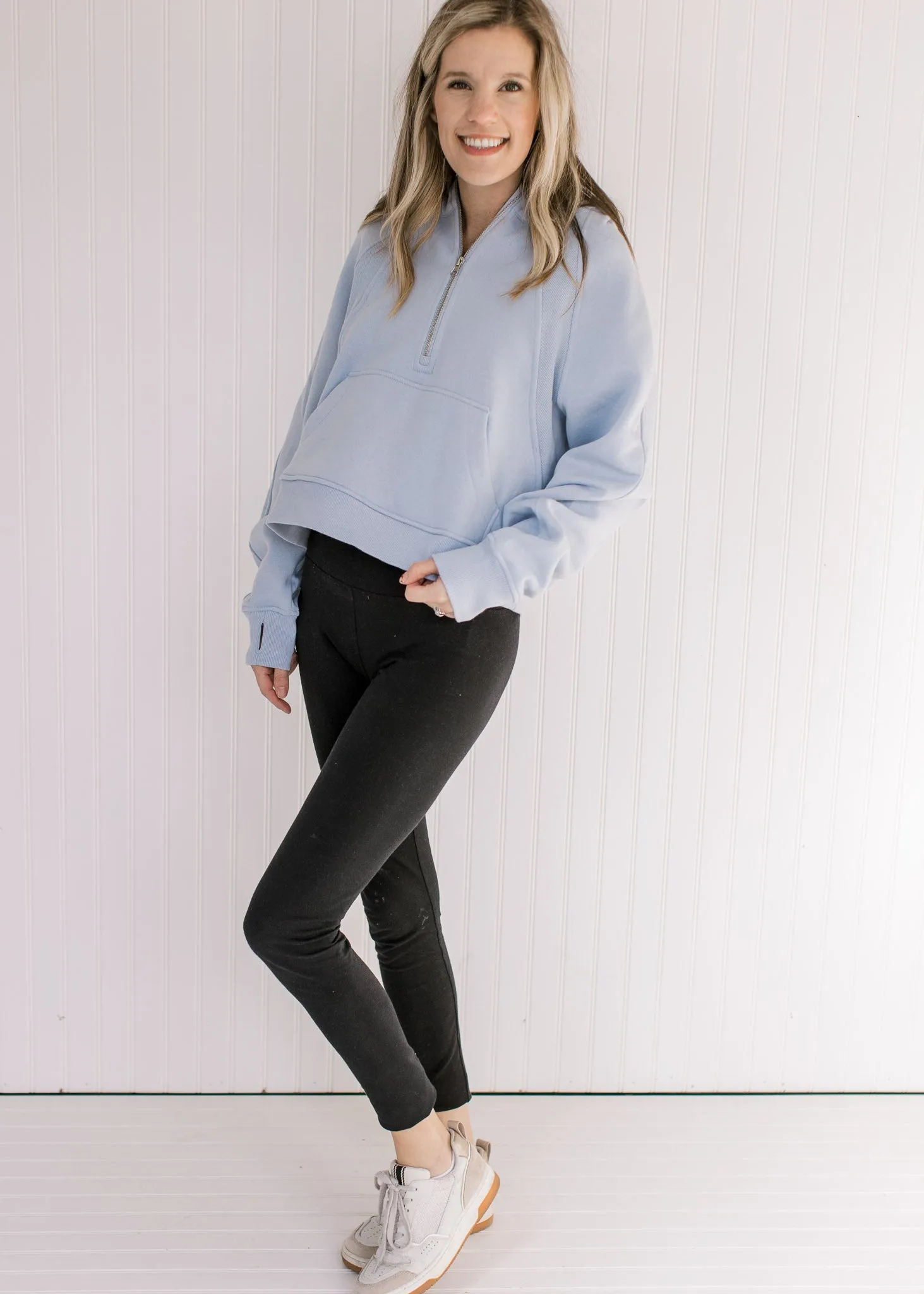 Athleisure Sky Blue Cropped 1/4 Zip