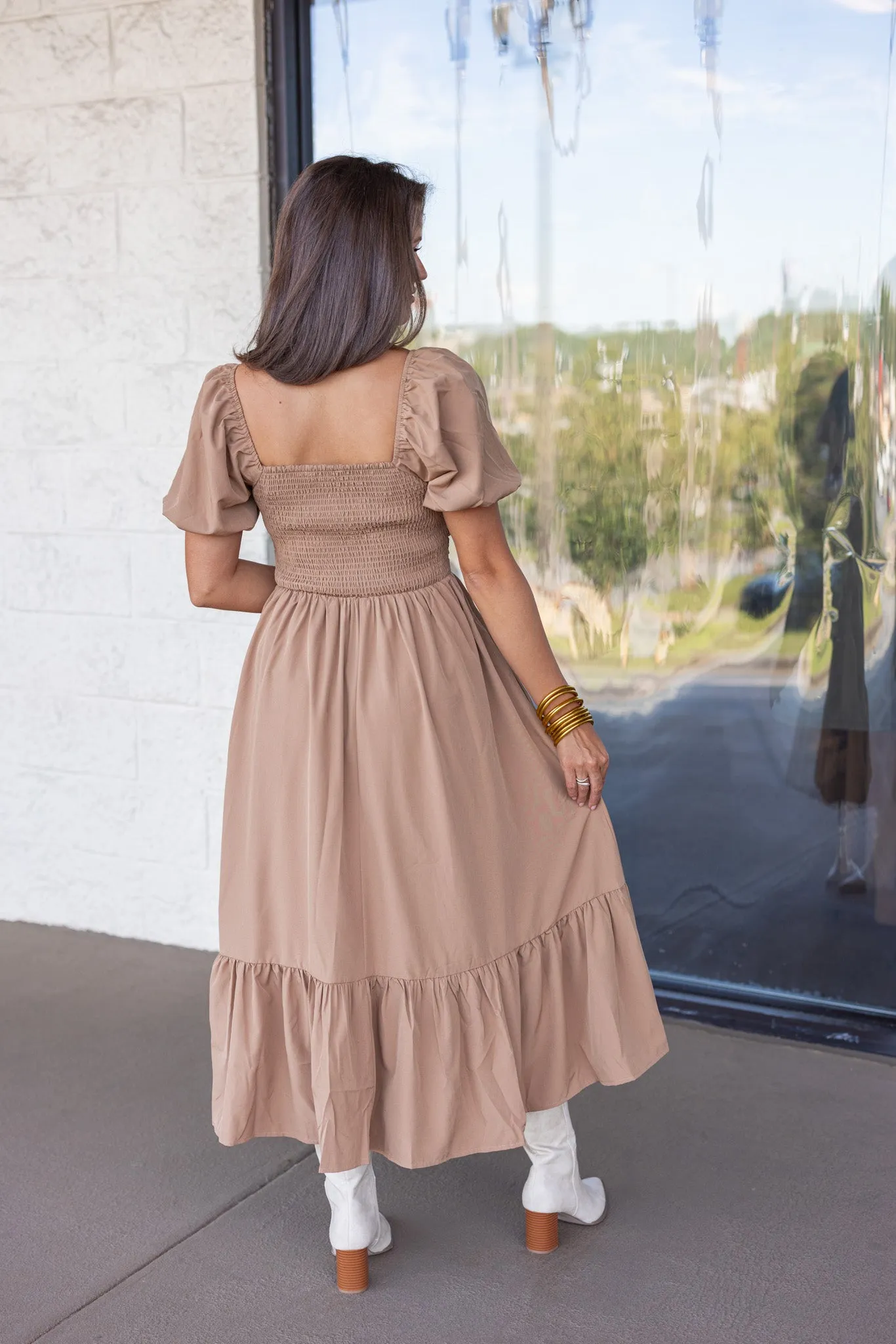 Autumn Story Mocha Midi Dress