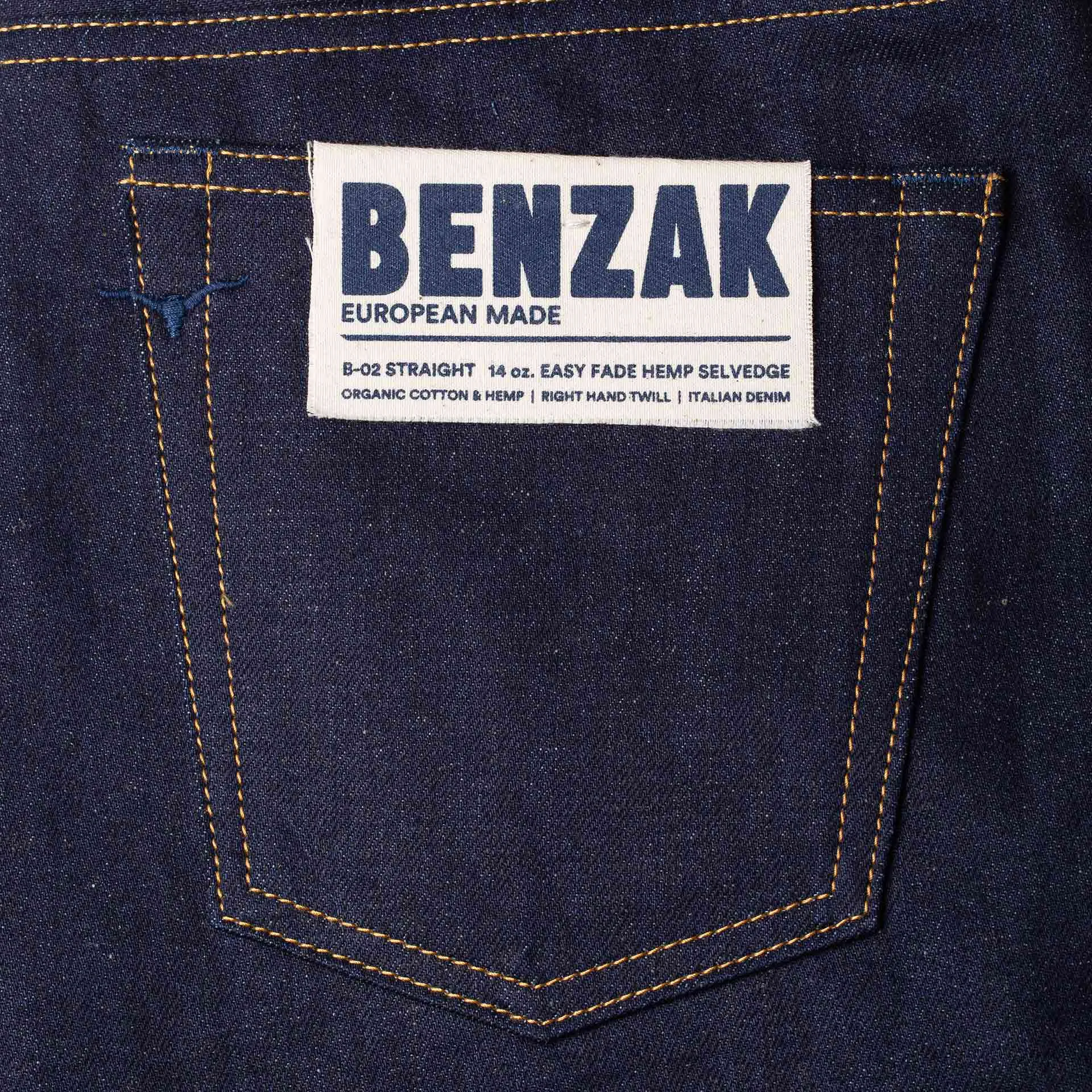 B-02 STRAIGHT 14 oz. easy fade hemp selvedge