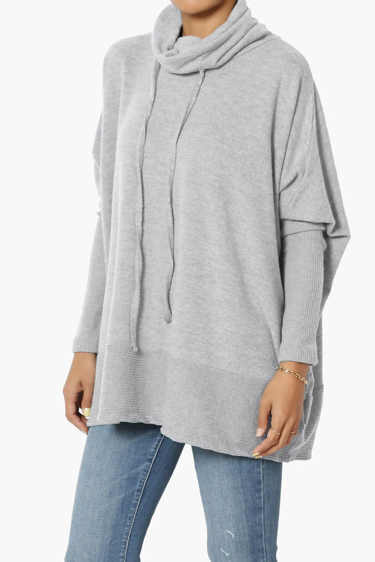 Barclay Slouchy Cowl Neck Melange Knit Oversized Sweater