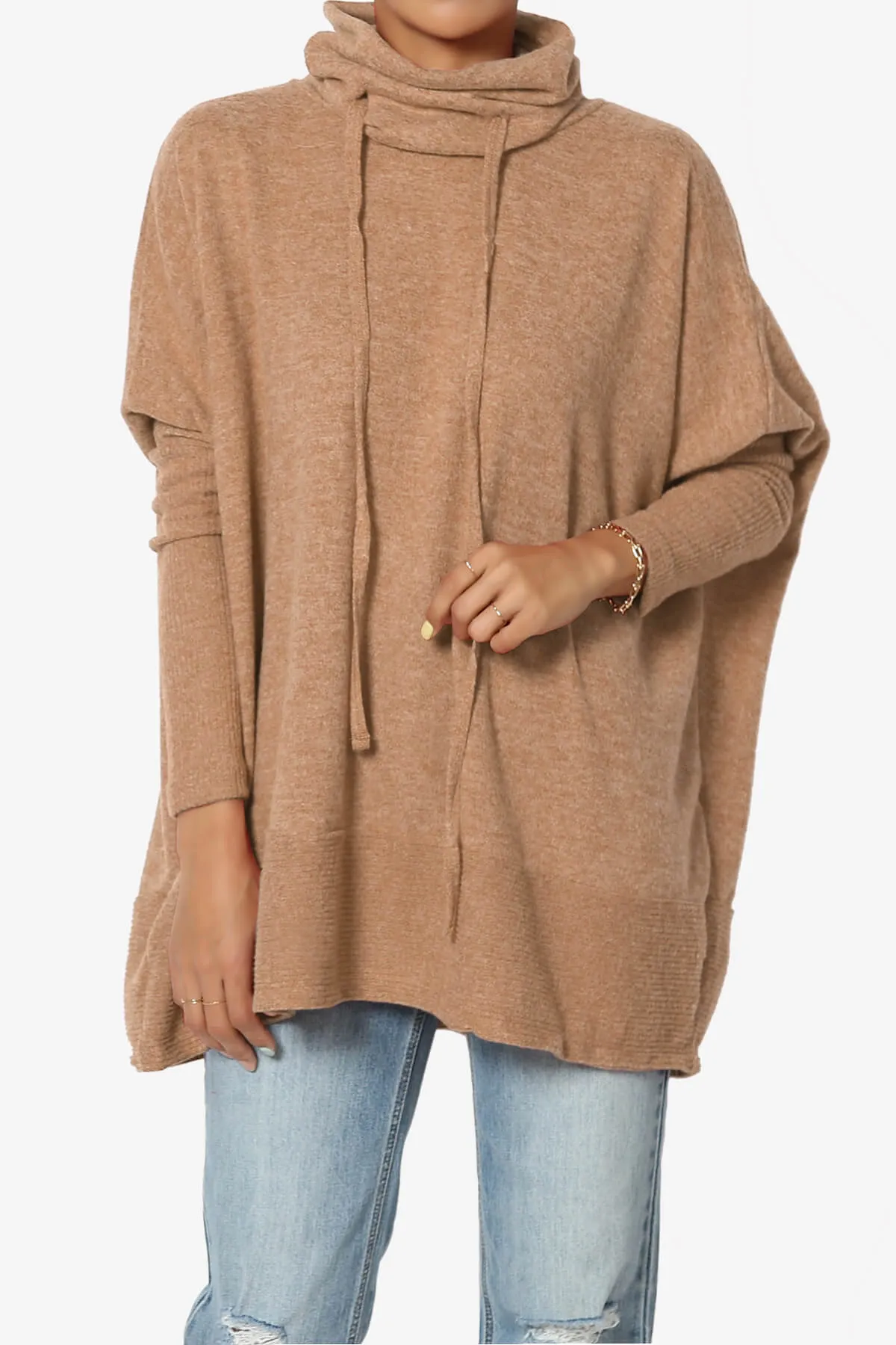 Barclay Slouchy Cowl Neck Melange Knit Oversized Sweater