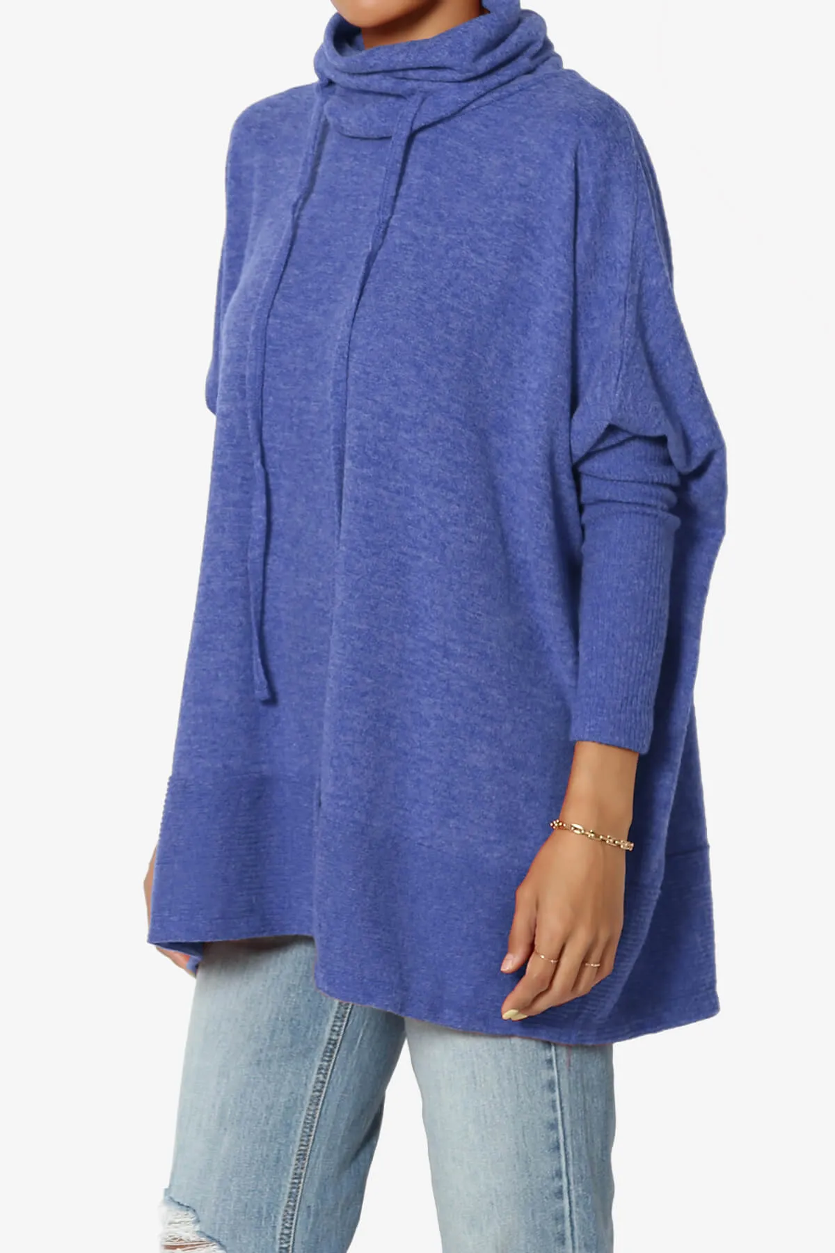 Barclay Slouchy Cowl Neck Melange Knit Oversized Sweater