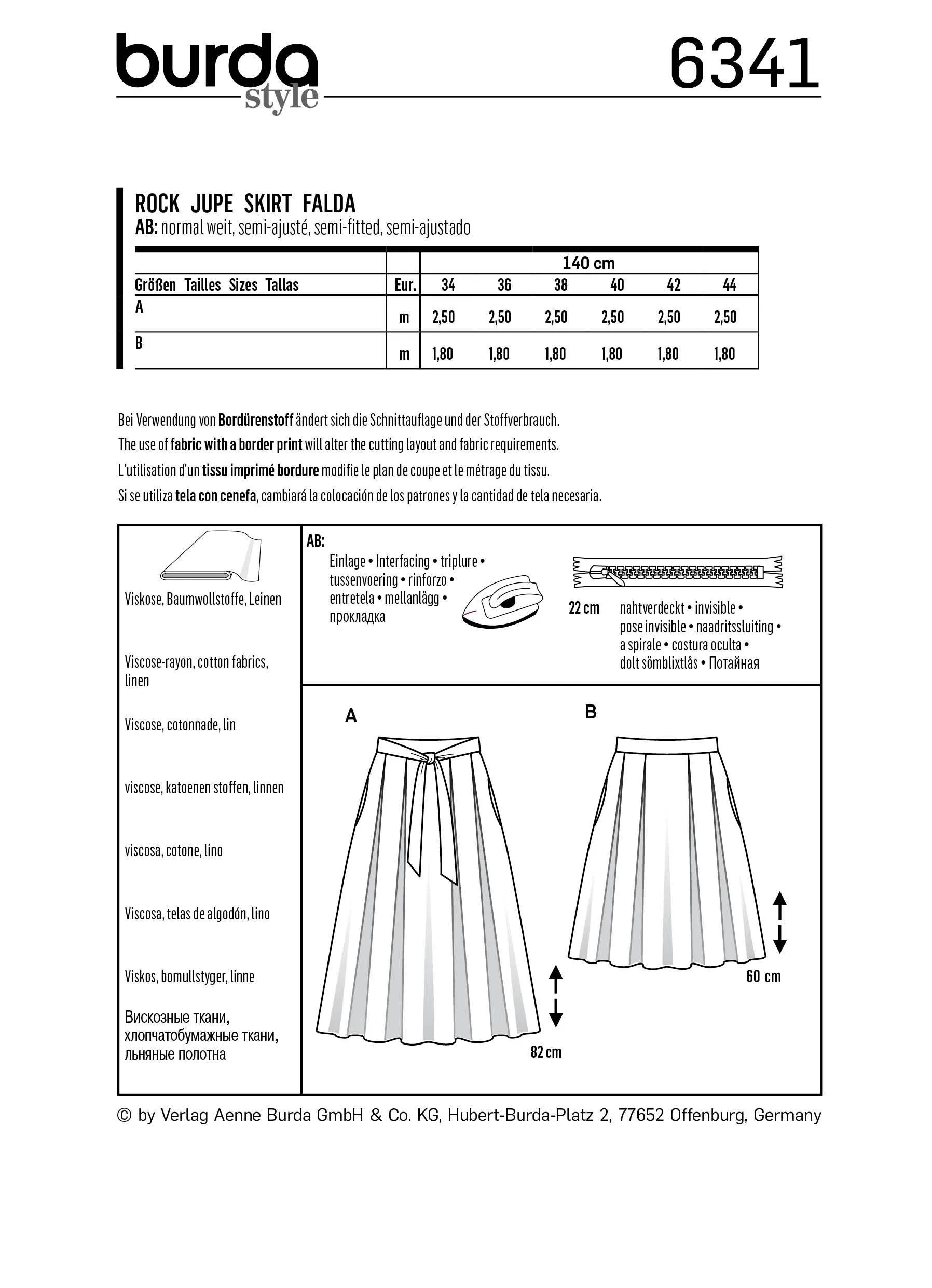 BD6341 Inverted pleat skirt sewing pattern