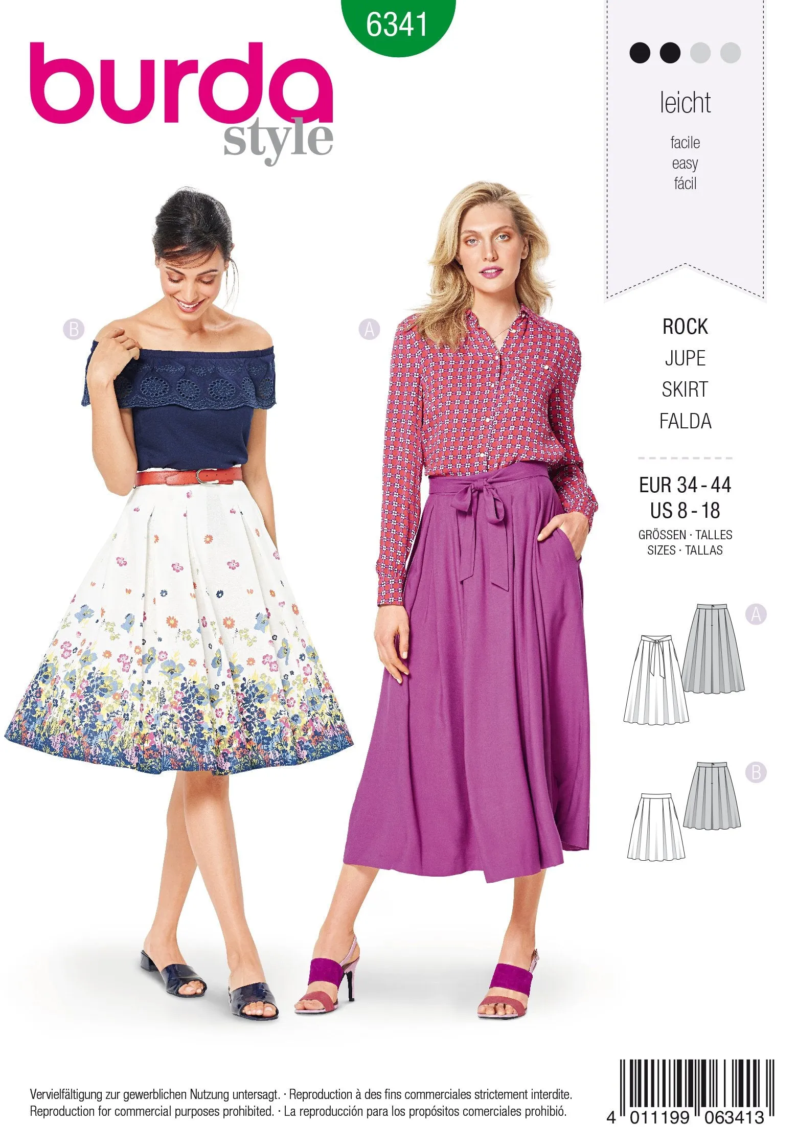 BD6341 Inverted pleat skirt sewing pattern