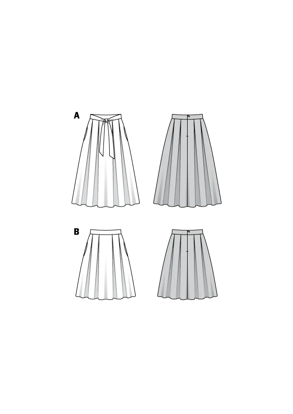 BD6341 Inverted pleat skirt sewing pattern