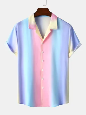 Beach Shirt Hawaiian Casual Gradient Stripe Shirt