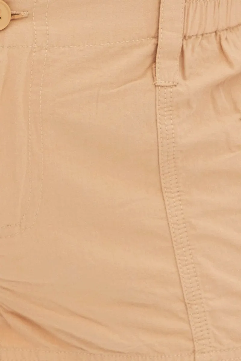 Beige Cargo Shorts Low Rise