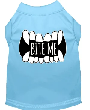 Bite Me Screen Print Dog Shirt Baby Blue Sm (10)