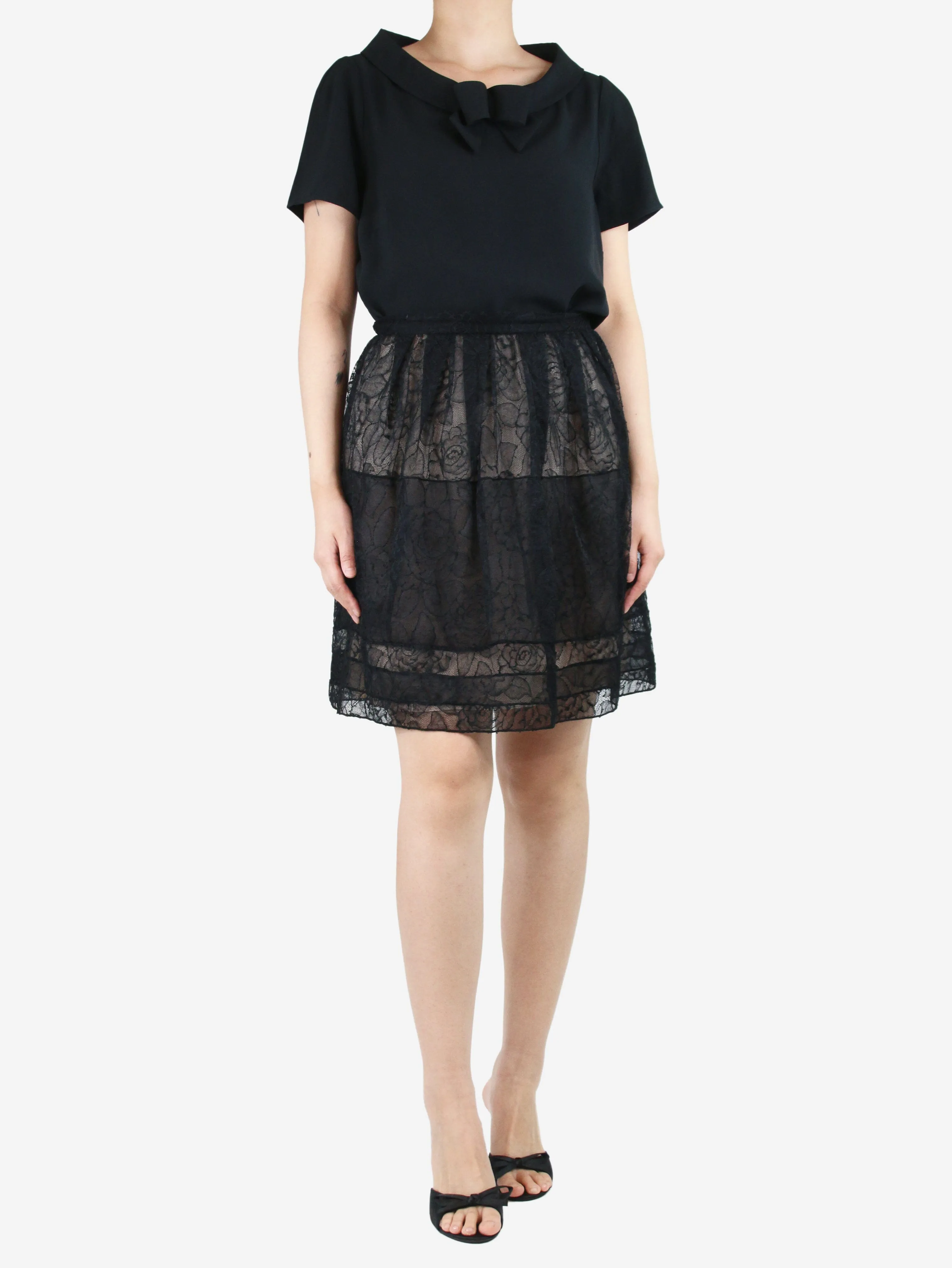 Black lace midi skirt - size UK 14