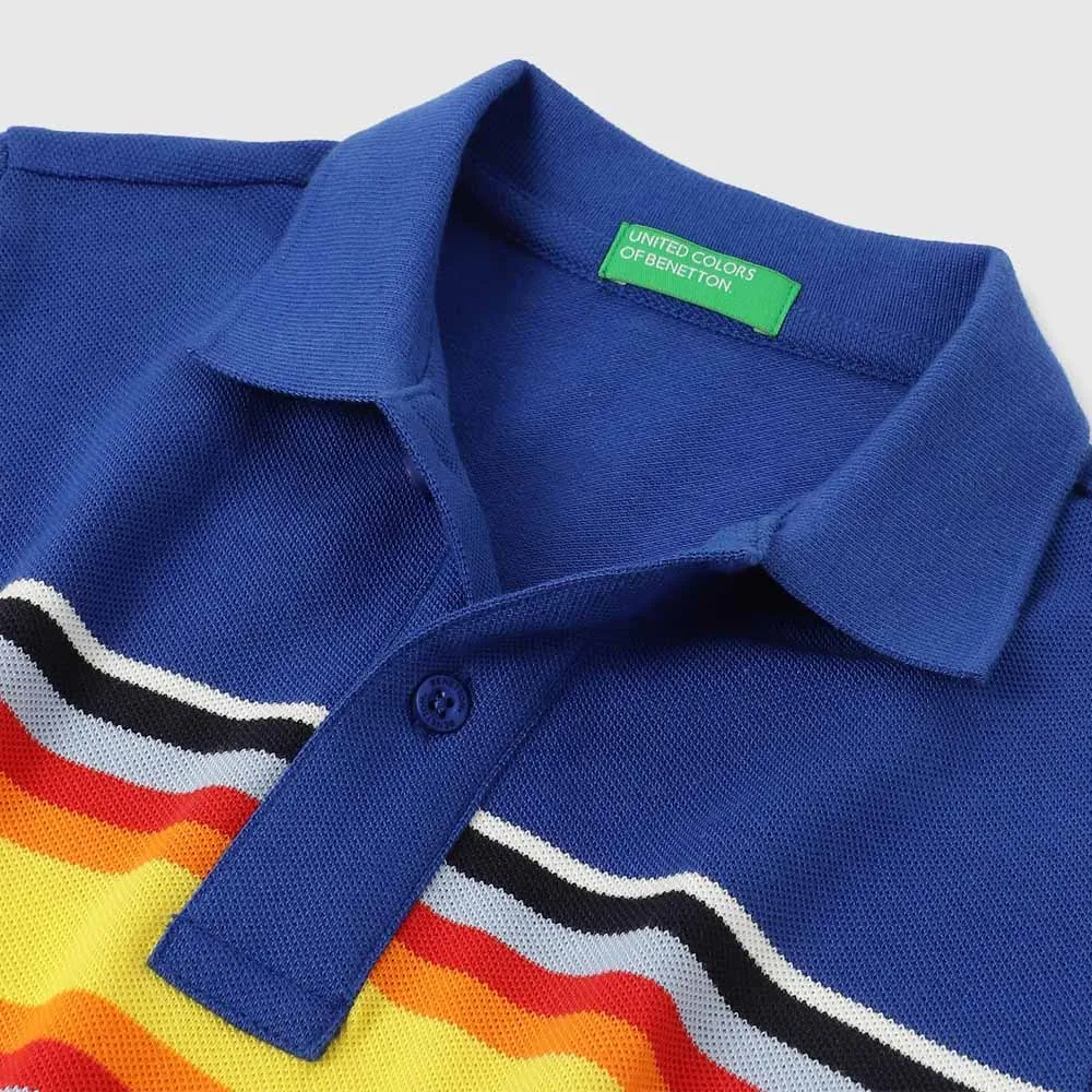 Blue Striped Polo T-Shirt