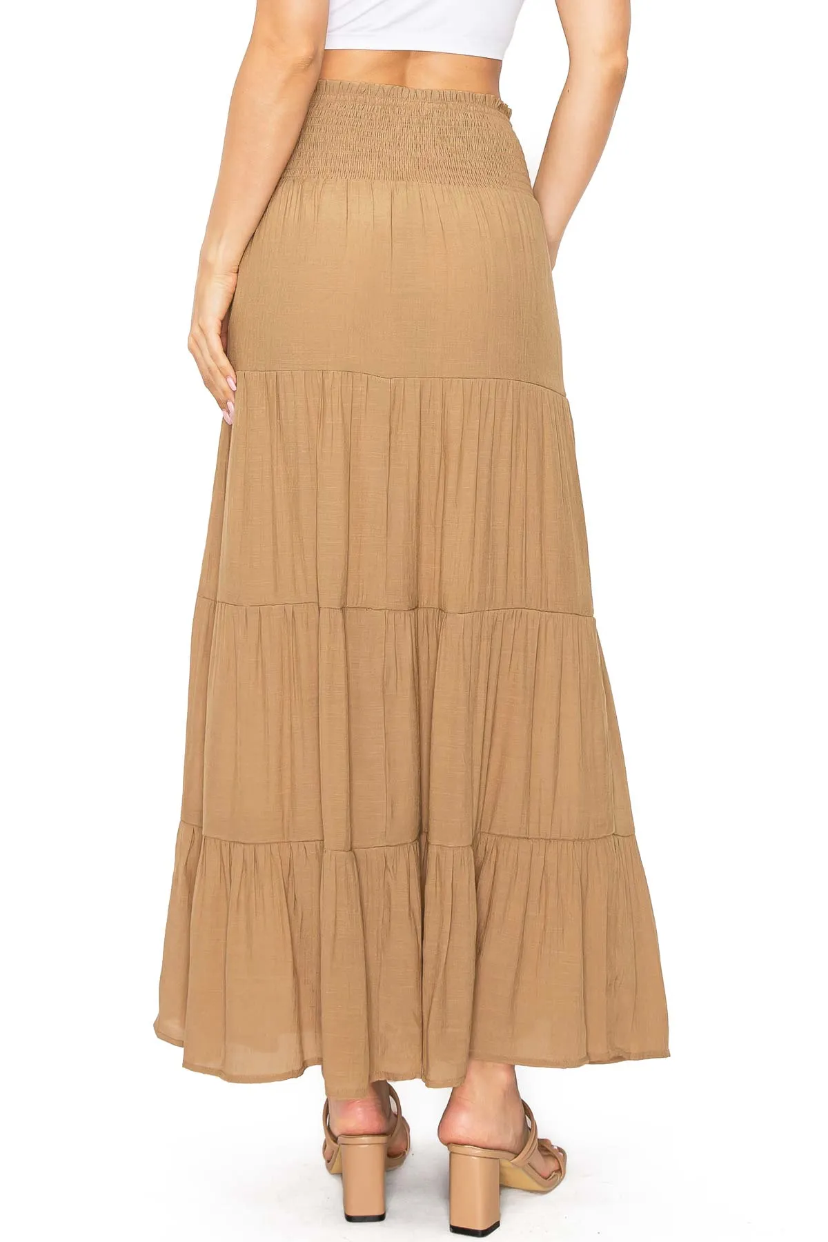 Boho Shirred Maxi Skirt