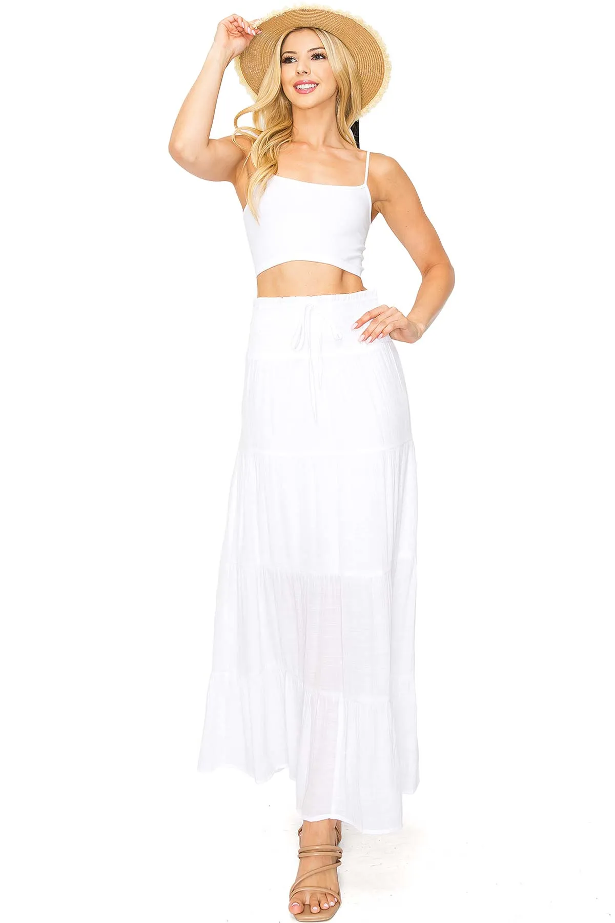 Boho Shirred Maxi Skirt