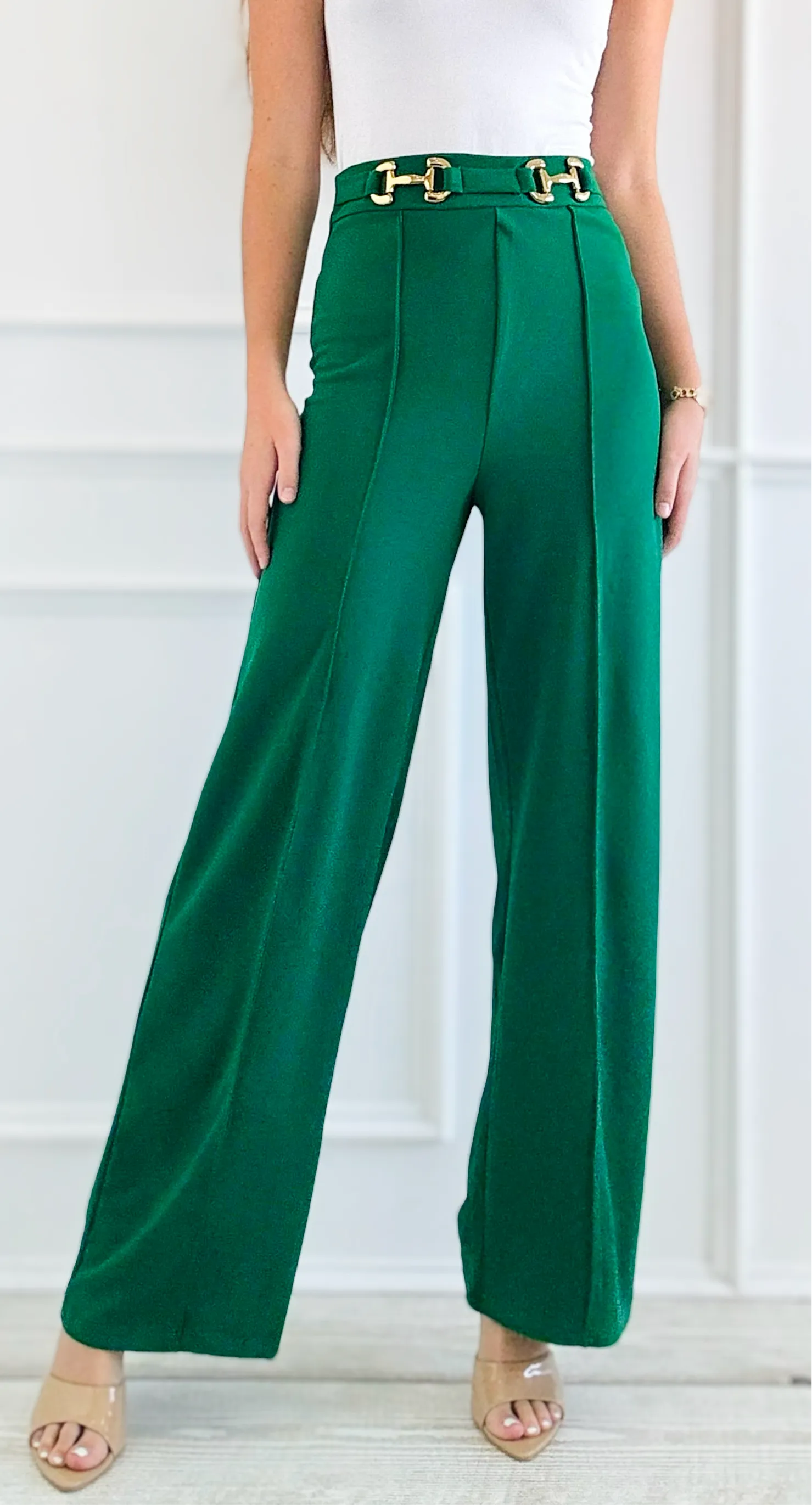 Boujie Allure Tailored Pants - Green