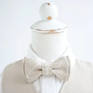 Boy's Bow Tie / Natural Linen Window Pane