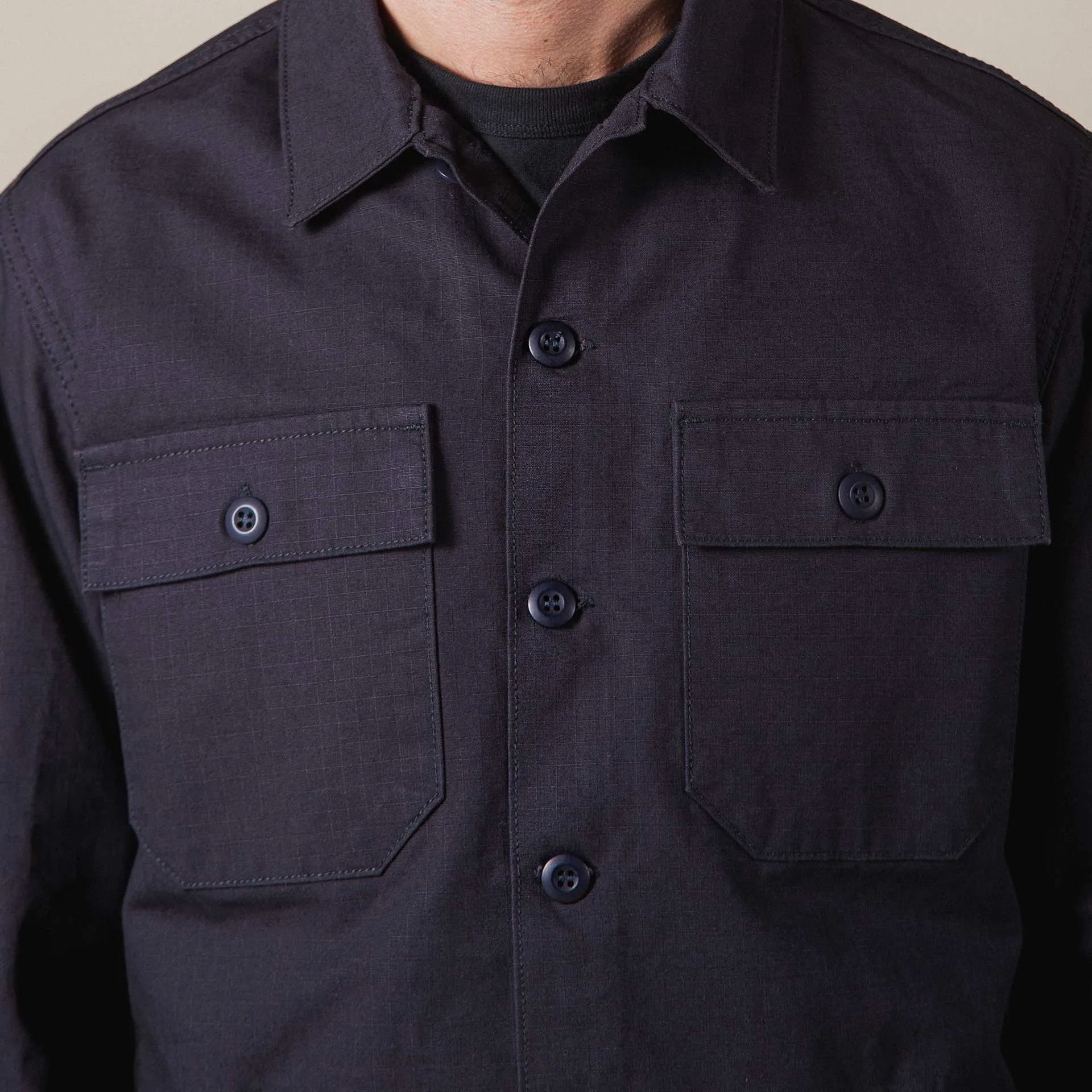 BWS-03 MILITARY OVERSHIRT 8 oz. navy ripstop