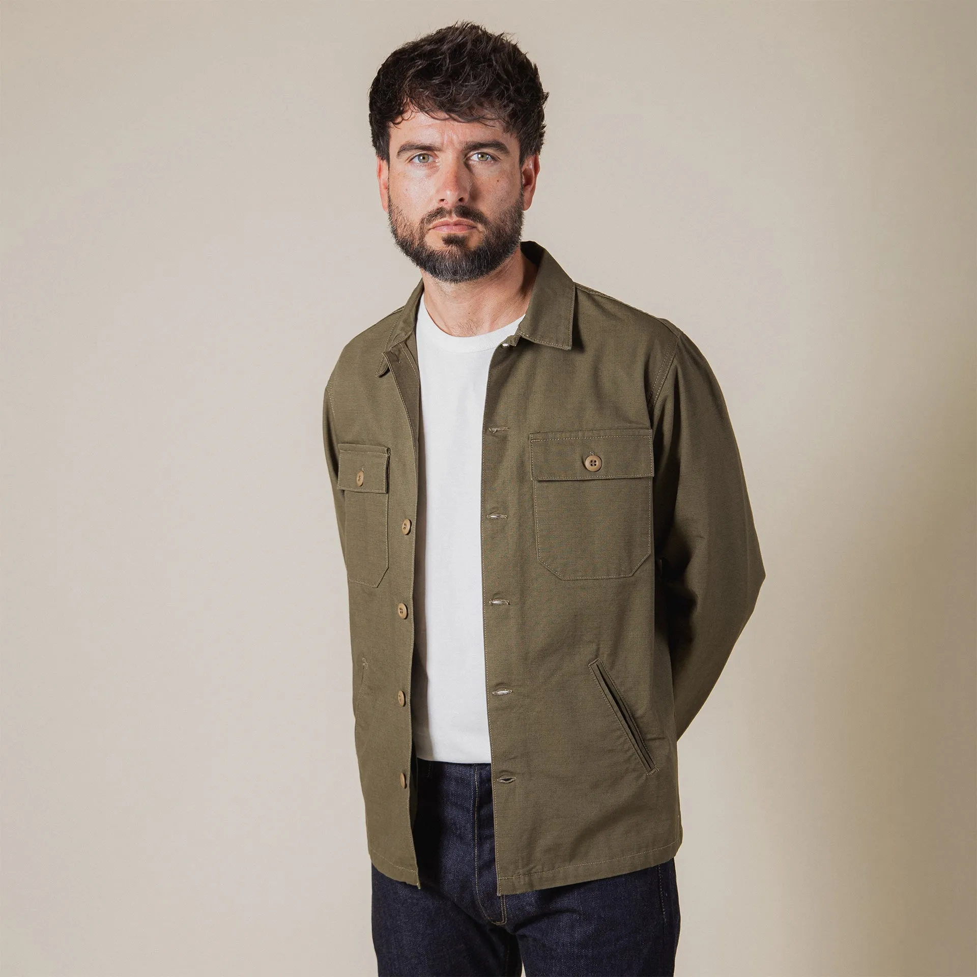 BWS-03 MILITARY OVERSHIRT 8 oz. olive drab ripstop