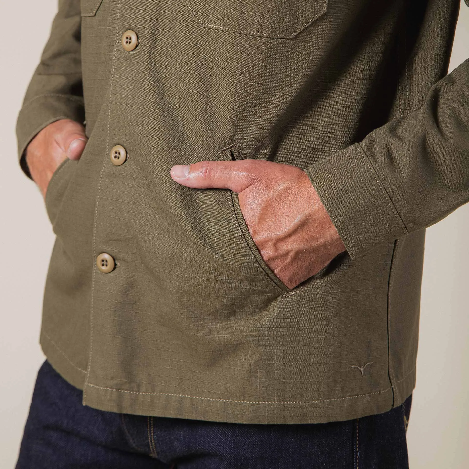 BWS-03 MILITARY OVERSHIRT 8 oz. olive drab ripstop