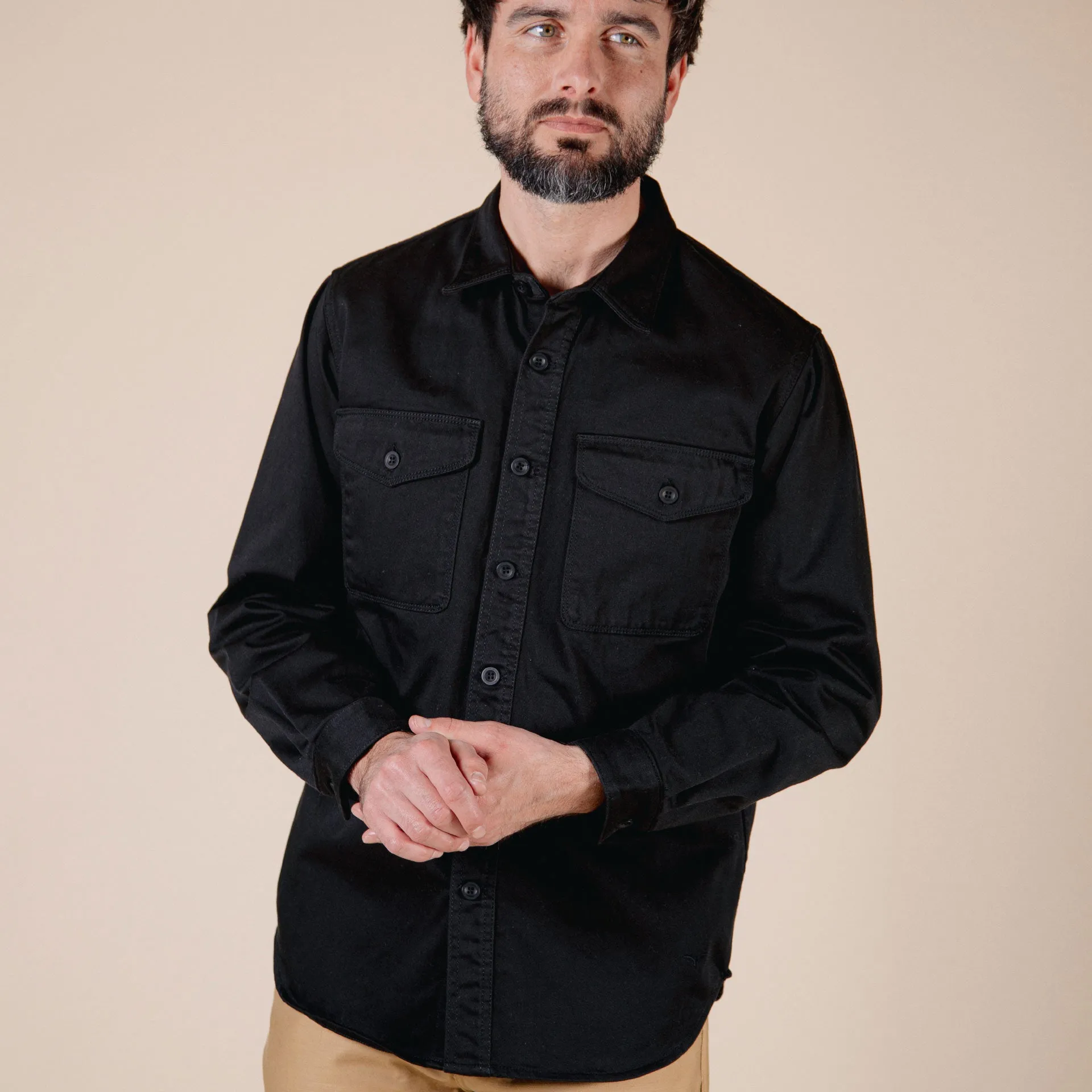 BWS-04 SCOUT OVERSHIRT 9.5 oz. black military sateen