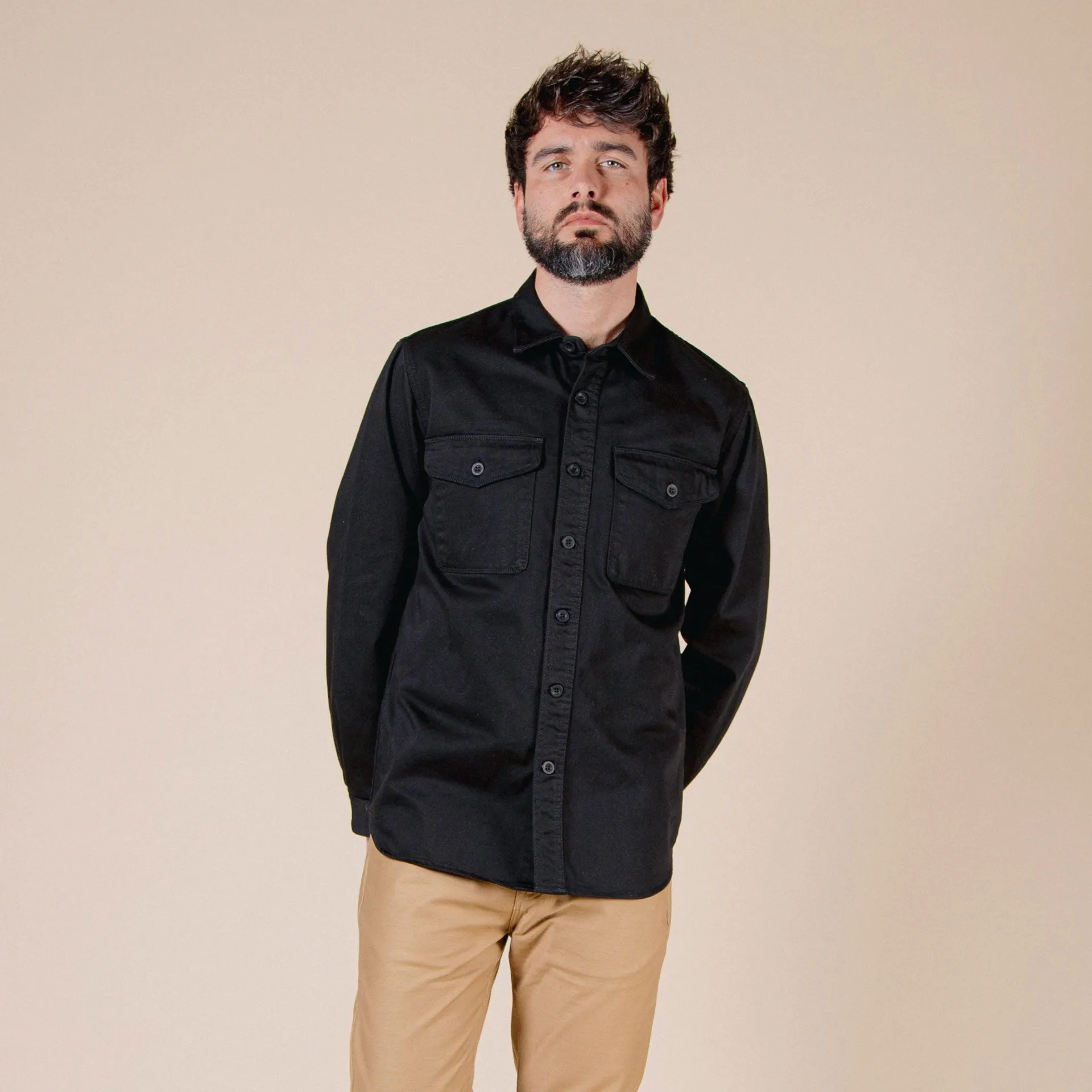 BWS-04 SCOUT OVERSHIRT 9.5 oz. black military sateen