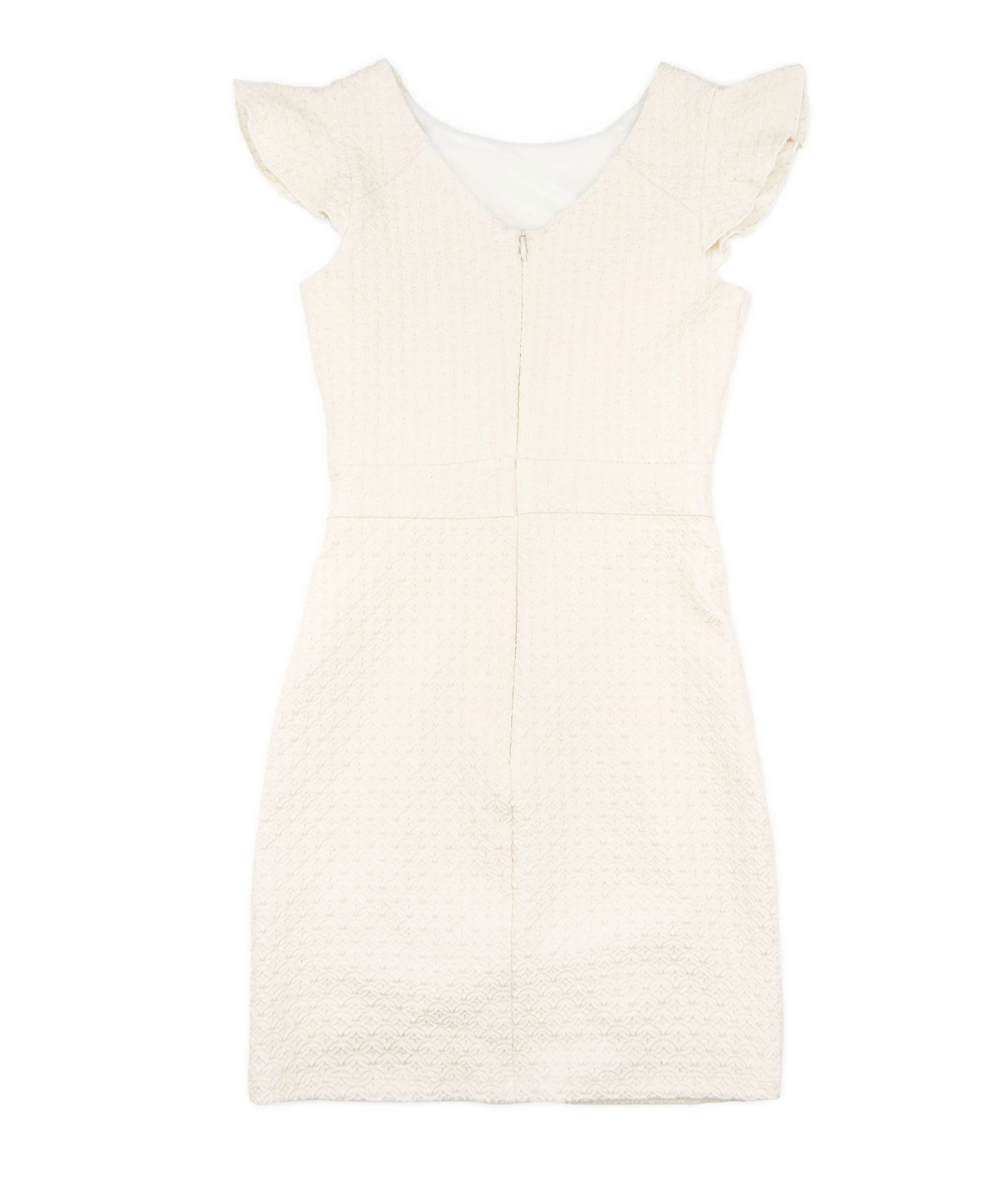 By Debra Girls Ivory Silver Fleck Flutter Sleeve Sheath Dress