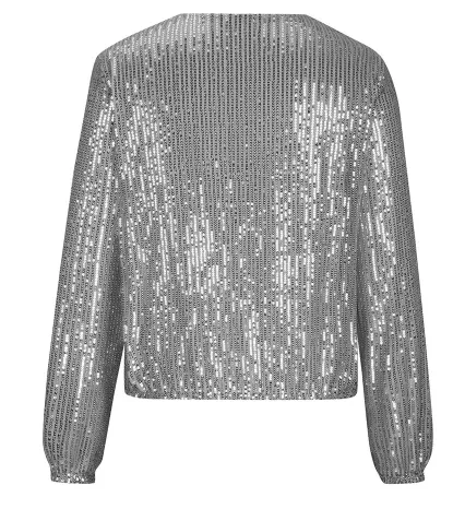 Collarless Sequin Bomber Jacket