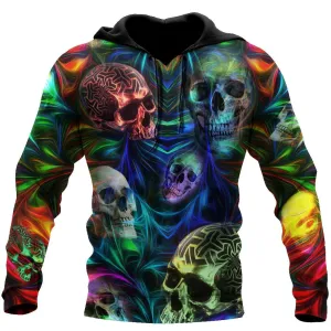 Colorful Skulls Art Hoodie For Men And Women Color Skull On Hoodie