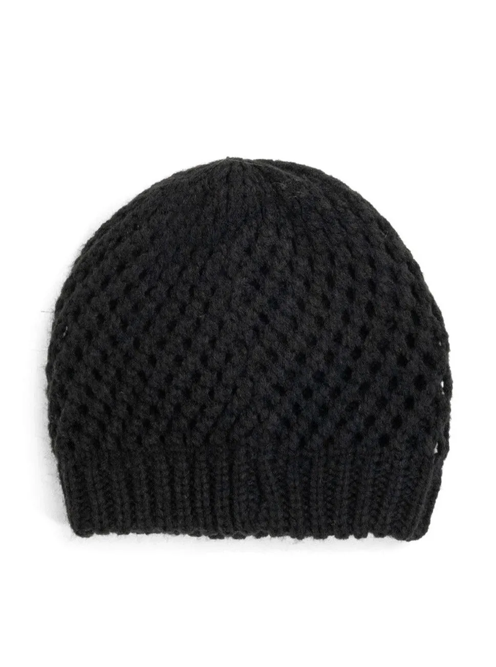 Crochet Knit Beanie in Black