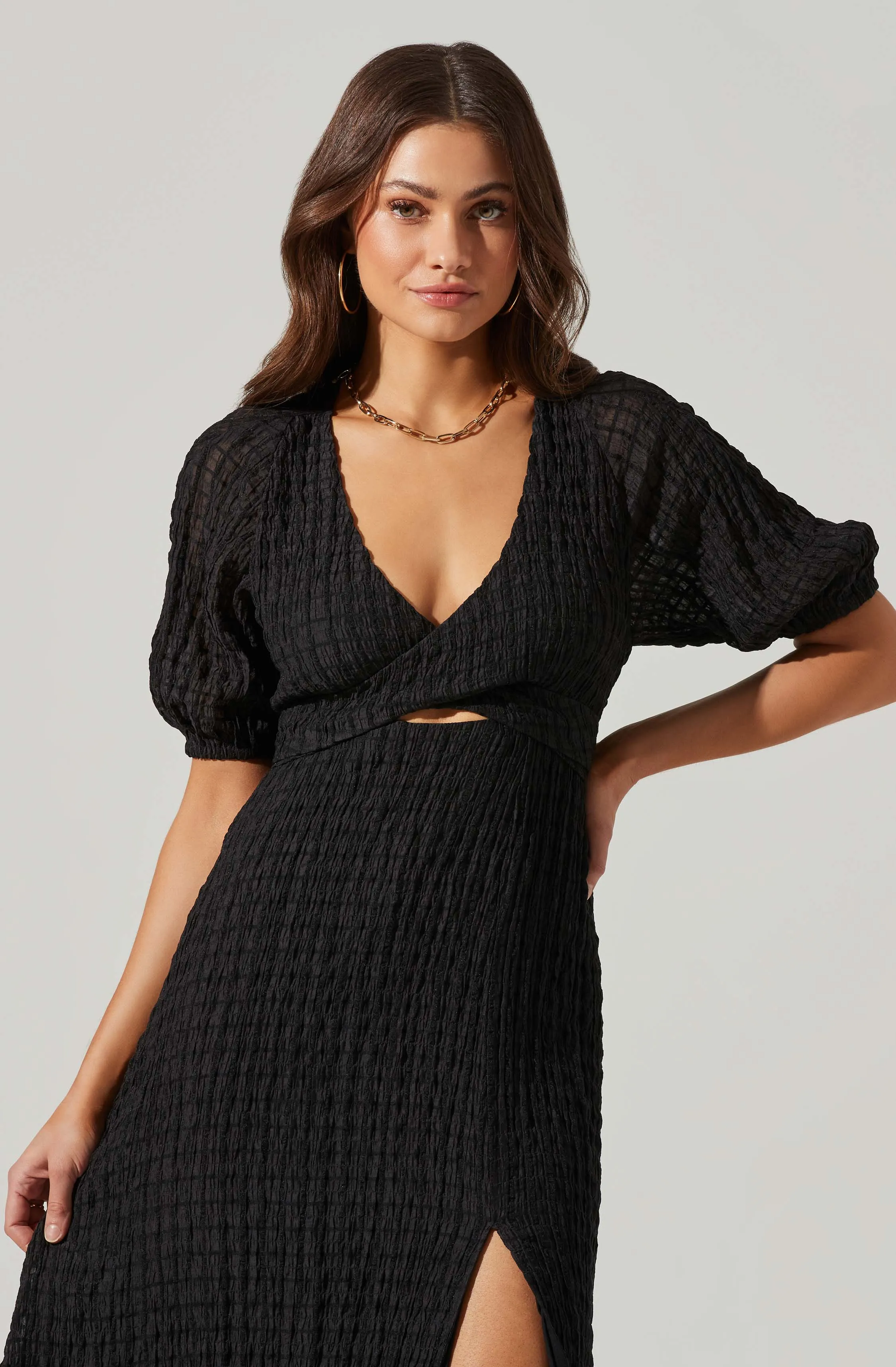 Cross Bust Tie Back Midi Dress