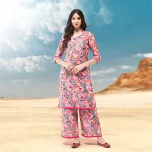 Digital Floral Printed Kurta With Palazzo Set