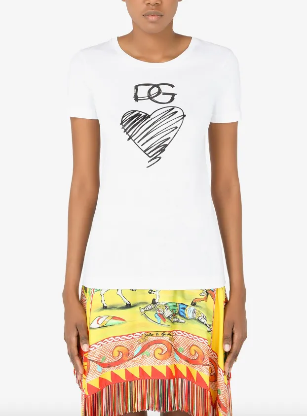 Dolce & Gabbana jersey T-shirt with DG and heart print