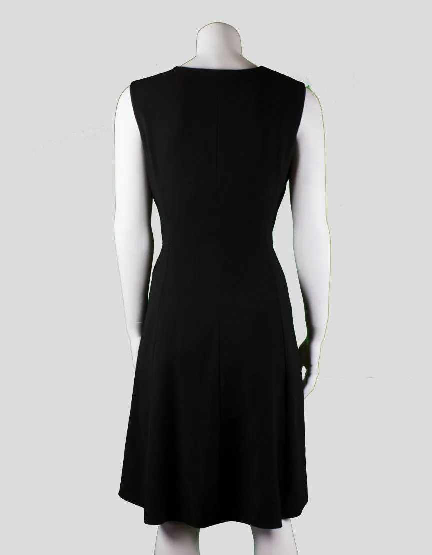 Elie Tahari Black Sleeveless Triangular Sheath Dress With A Wider And Flounced Hem Size 6