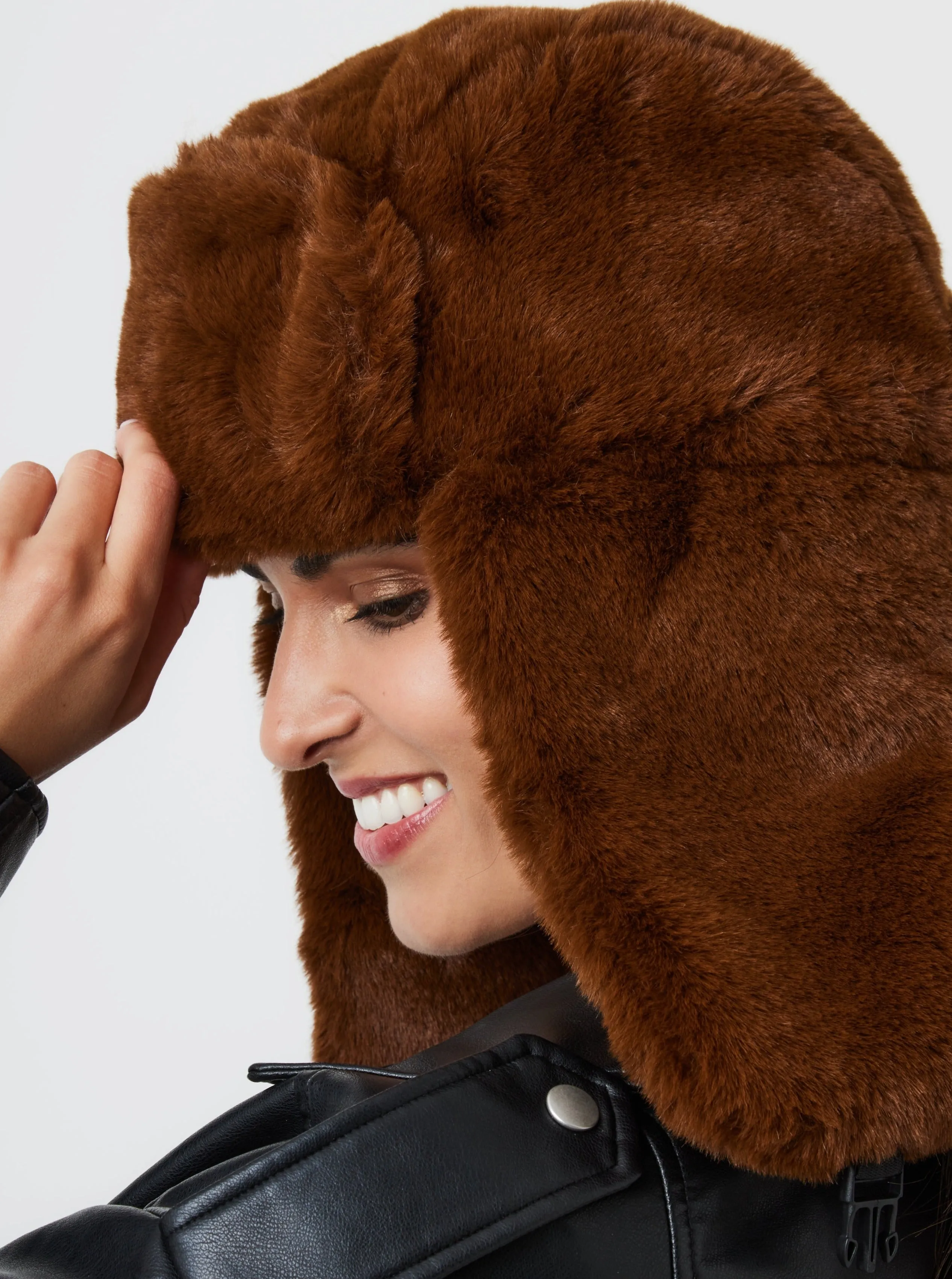 Faux Fur Trapper in Brown