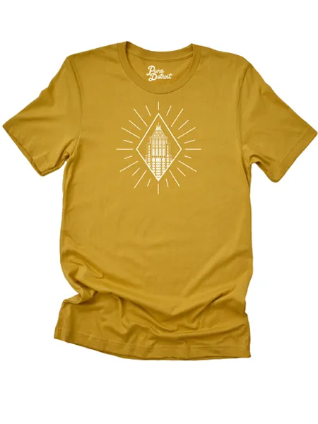 Fisher Building Rays Unisex T-shirt - Mustard / White