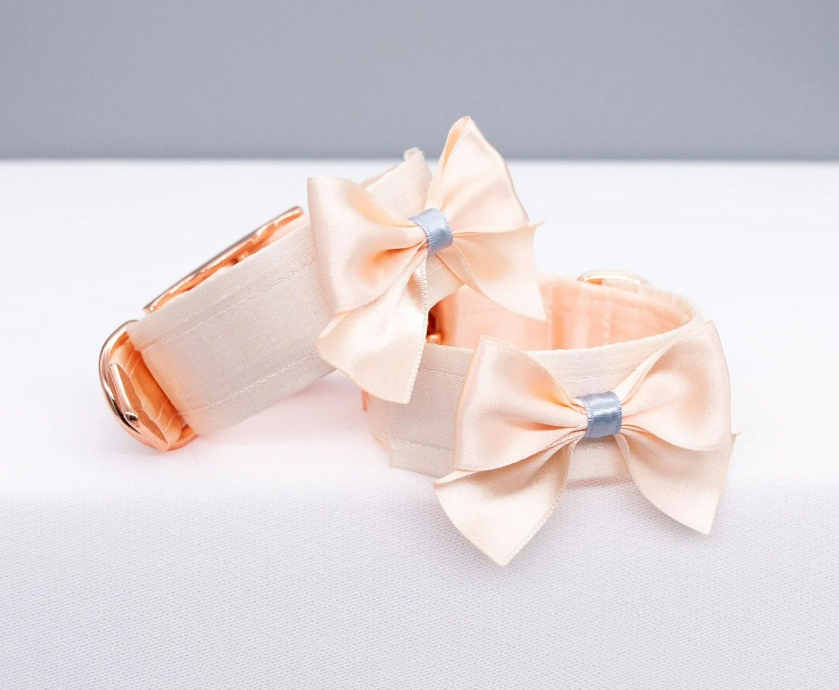 French Raw Silk with Bows ~ Rose Gold Cuffs