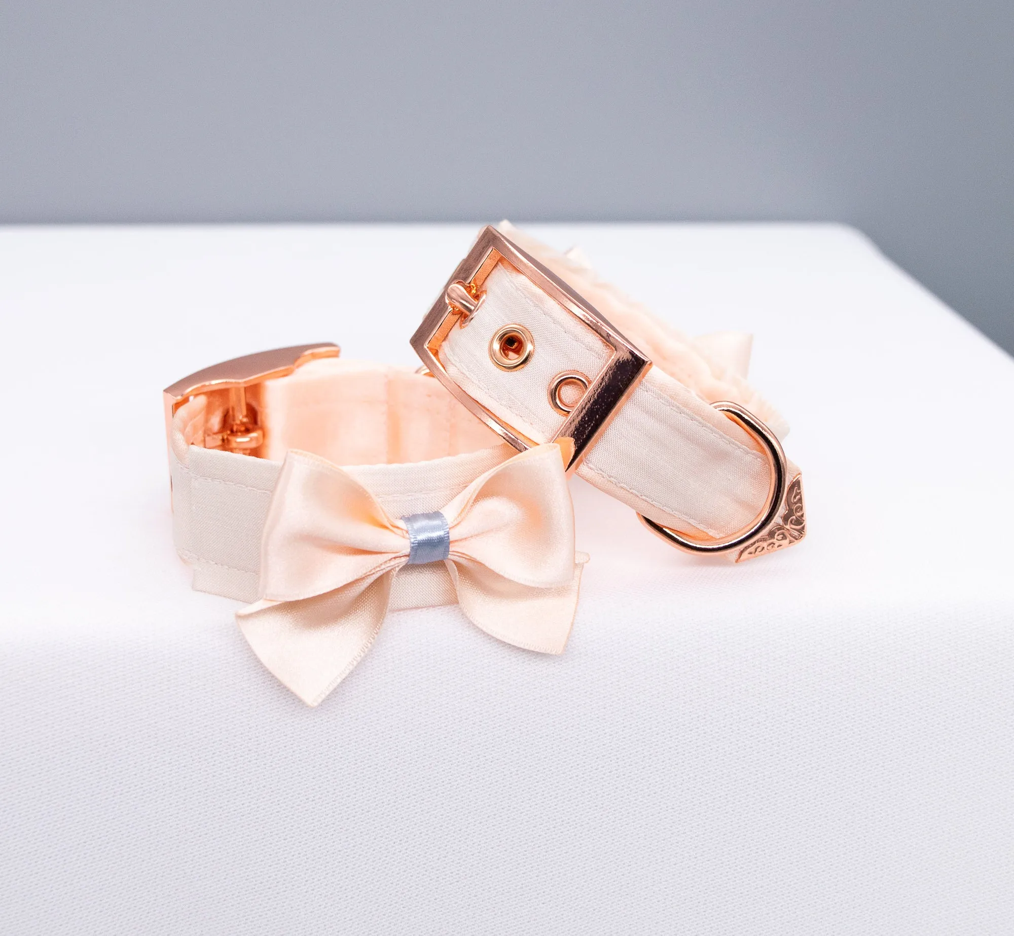 French Raw Silk with Bows ~ Rose Gold Cuffs