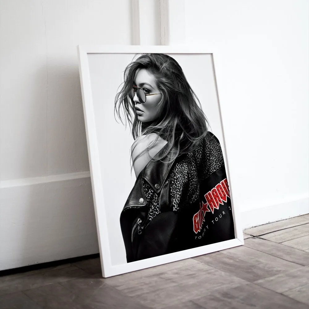 Gigi Hadid Rocker Poster PRINTABLE WALL ART, Indie Room Décor, Fashion Photography, Fashion Wall Art, High-Profile Supermodel, Rock’N’Roll