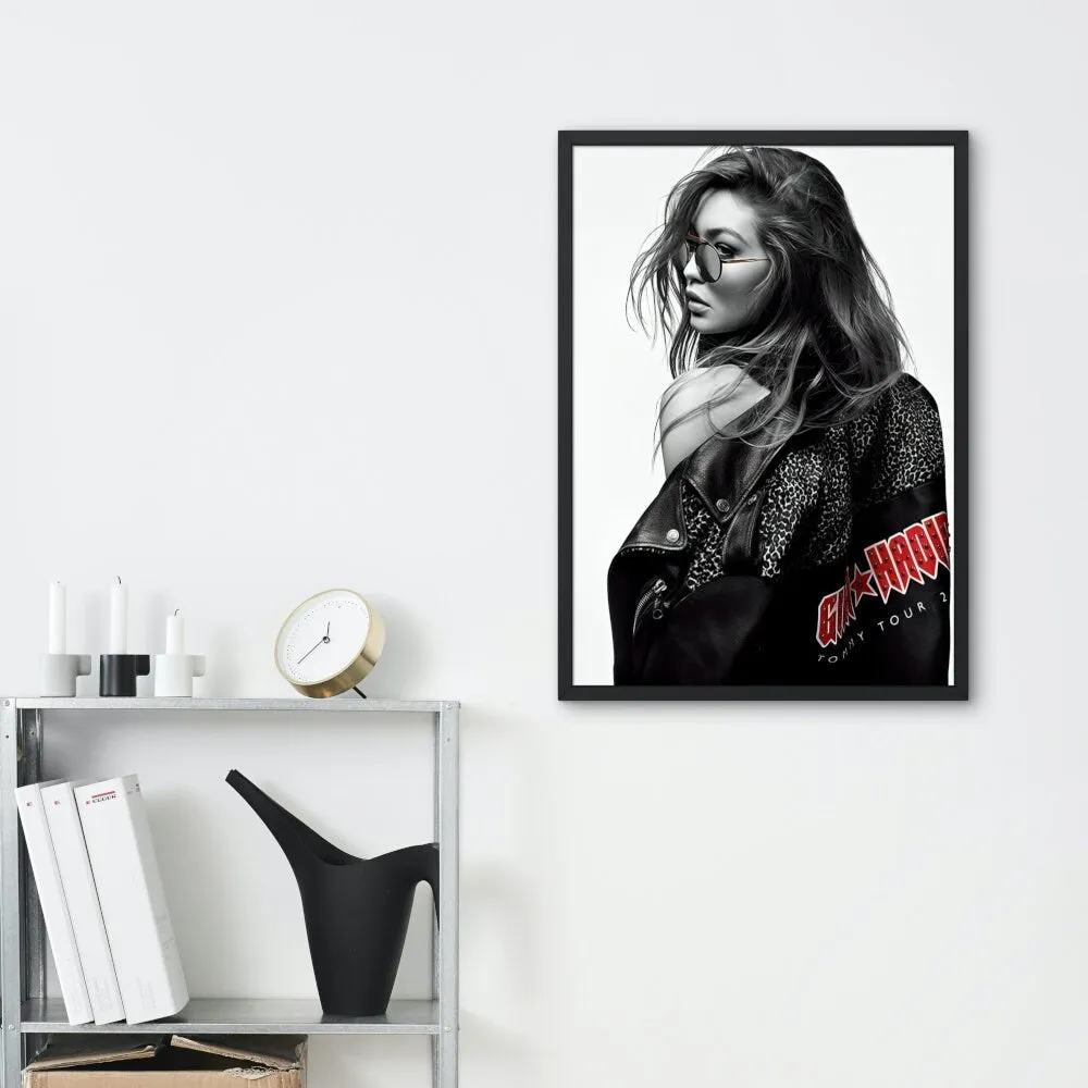 Gigi Hadid Rocker Poster PRINTABLE WALL ART, Indie Room Décor, Fashion Photography, Fashion Wall Art, High-Profile Supermodel, Rock’N’Roll