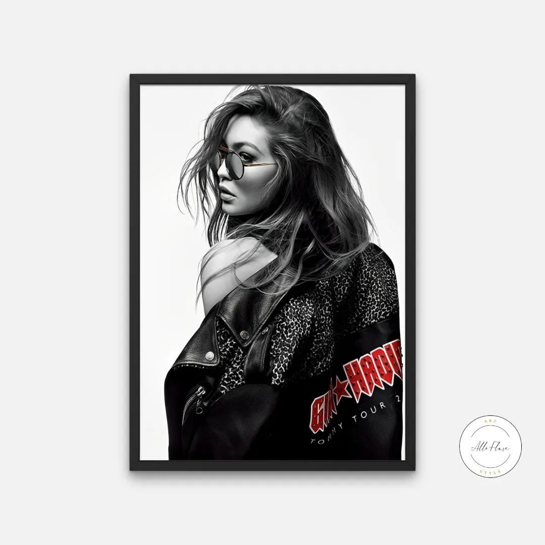 Gigi Hadid Rocker Poster PRINTABLE WALL ART, Indie Room Décor, Fashion Photography, Fashion Wall Art, High-Profile Supermodel, Rock’N’Roll