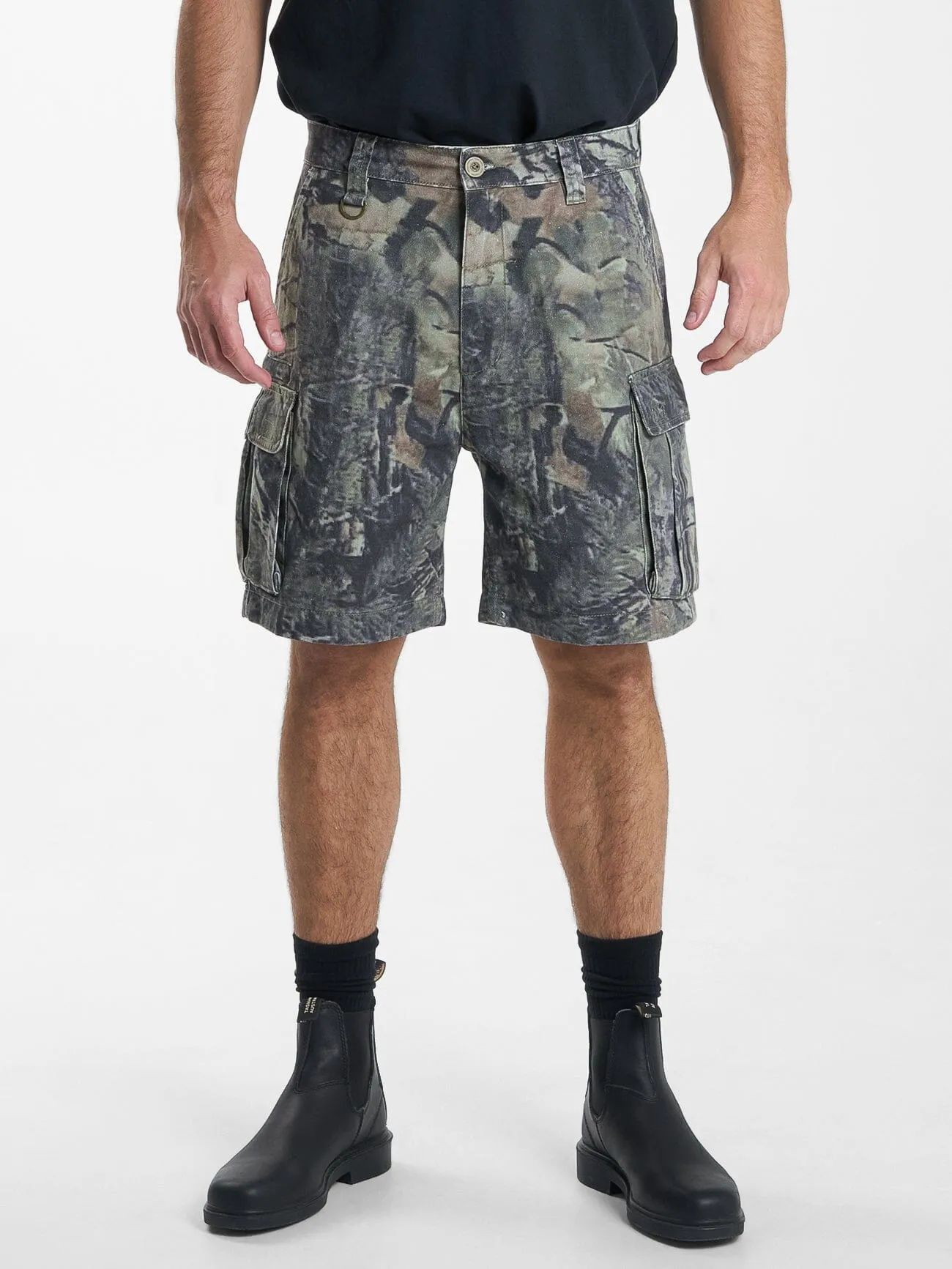 Hard Yakka X Thrills Slacker Cargo Short - Woodland Camo