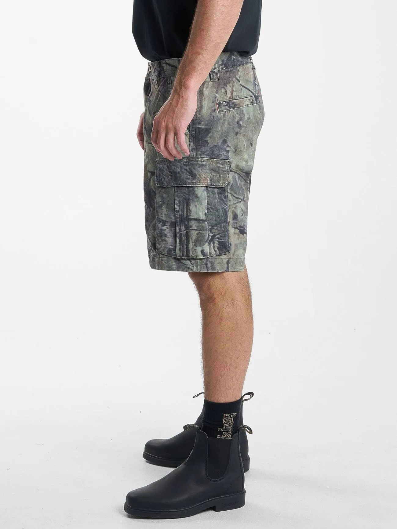 Hard Yakka X Thrills Slacker Cargo Short - Woodland Camo